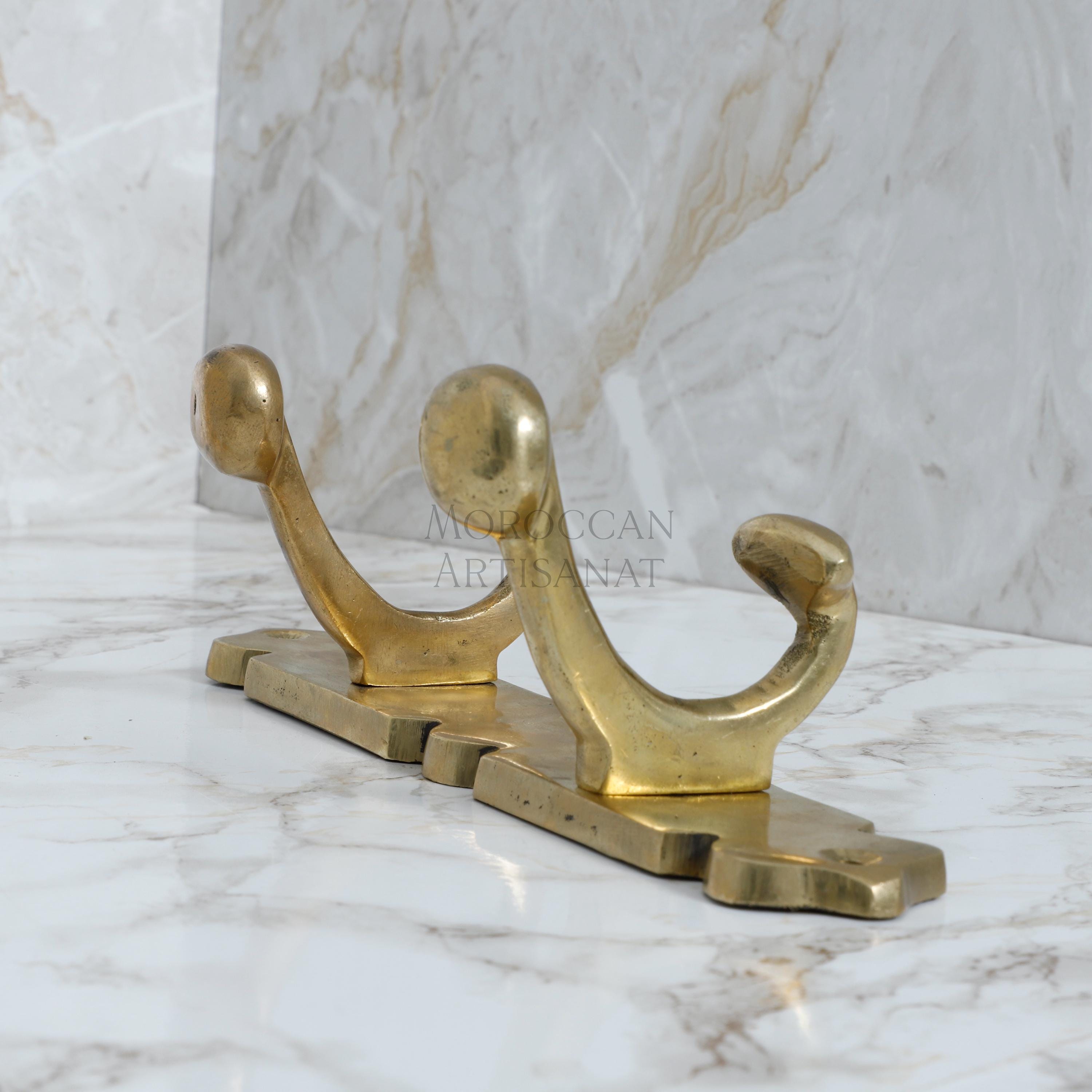 Handmade Brass Double Towel Hook – Rustic Wall-Mounted Organizer