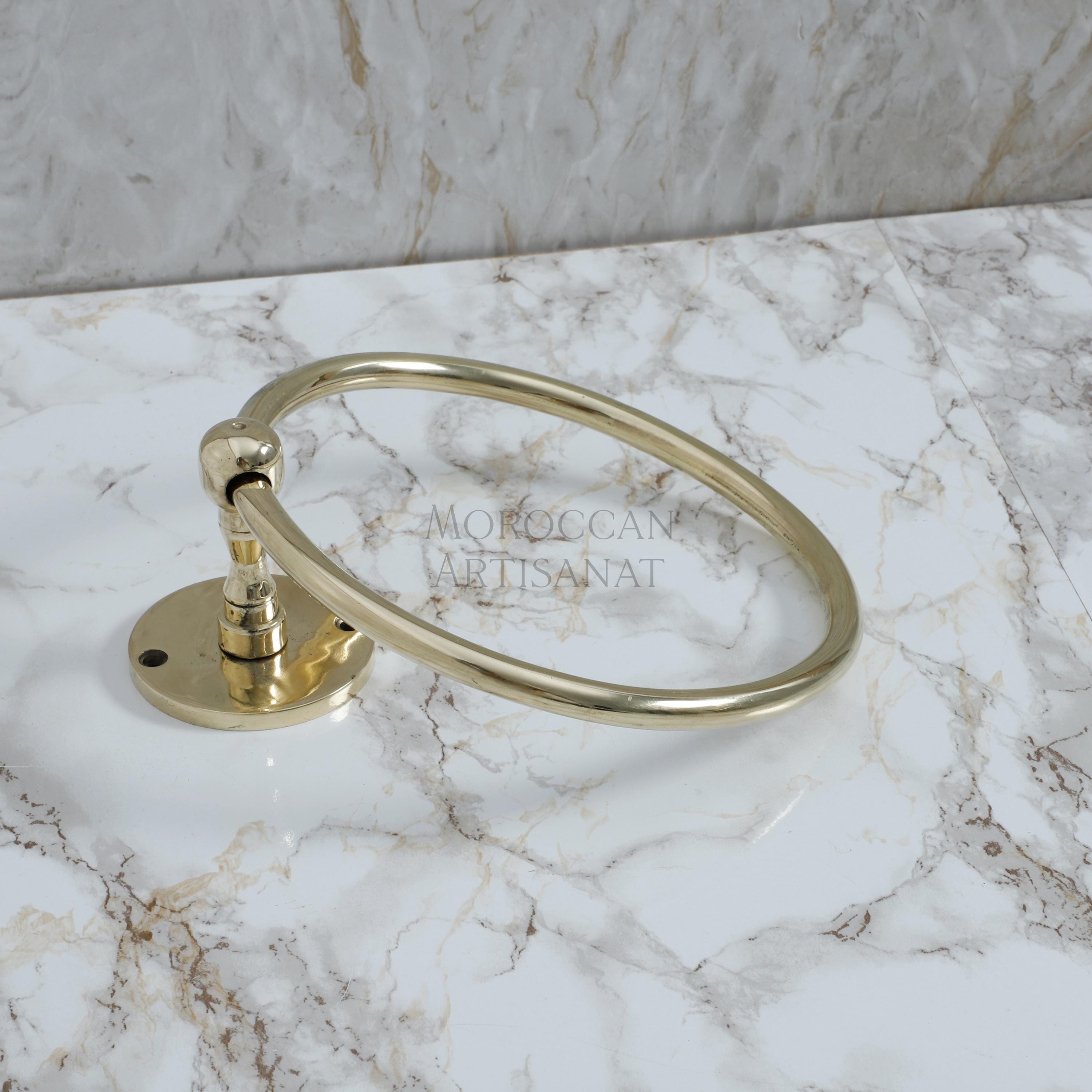 Handcrafted Brass Towel Ring – Moroccan Round Wall Holder