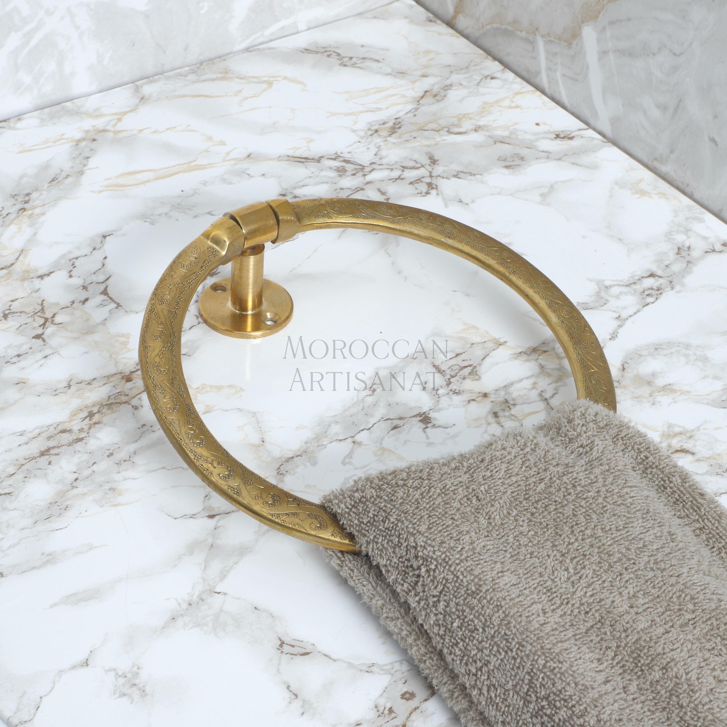 Handmade Brass Towel Ring – Moroccan Engraved Wall Mount