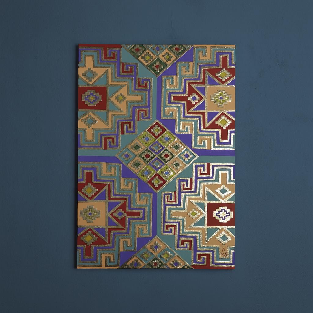 Handmade Moroccan Colorful Wall Art – Brass & Enamel Panel