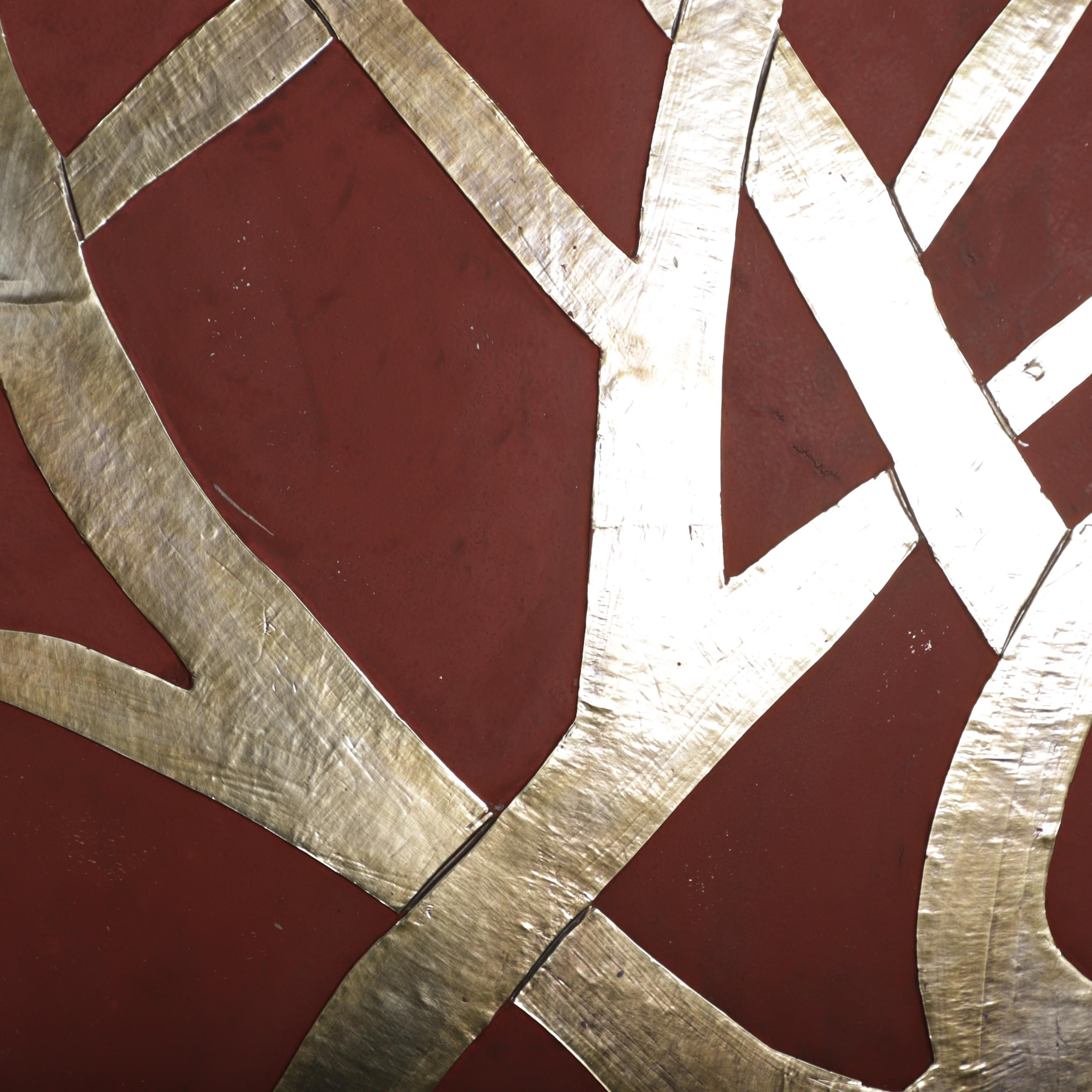 Abstract Branch Brass Wall Art – Handmade Terracotta Panel