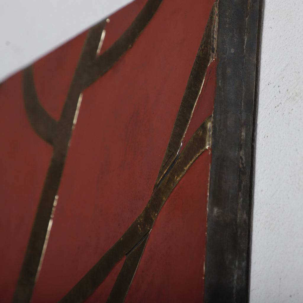 Abstract Branch Brass Wall Art – Handmade Terracotta Panel