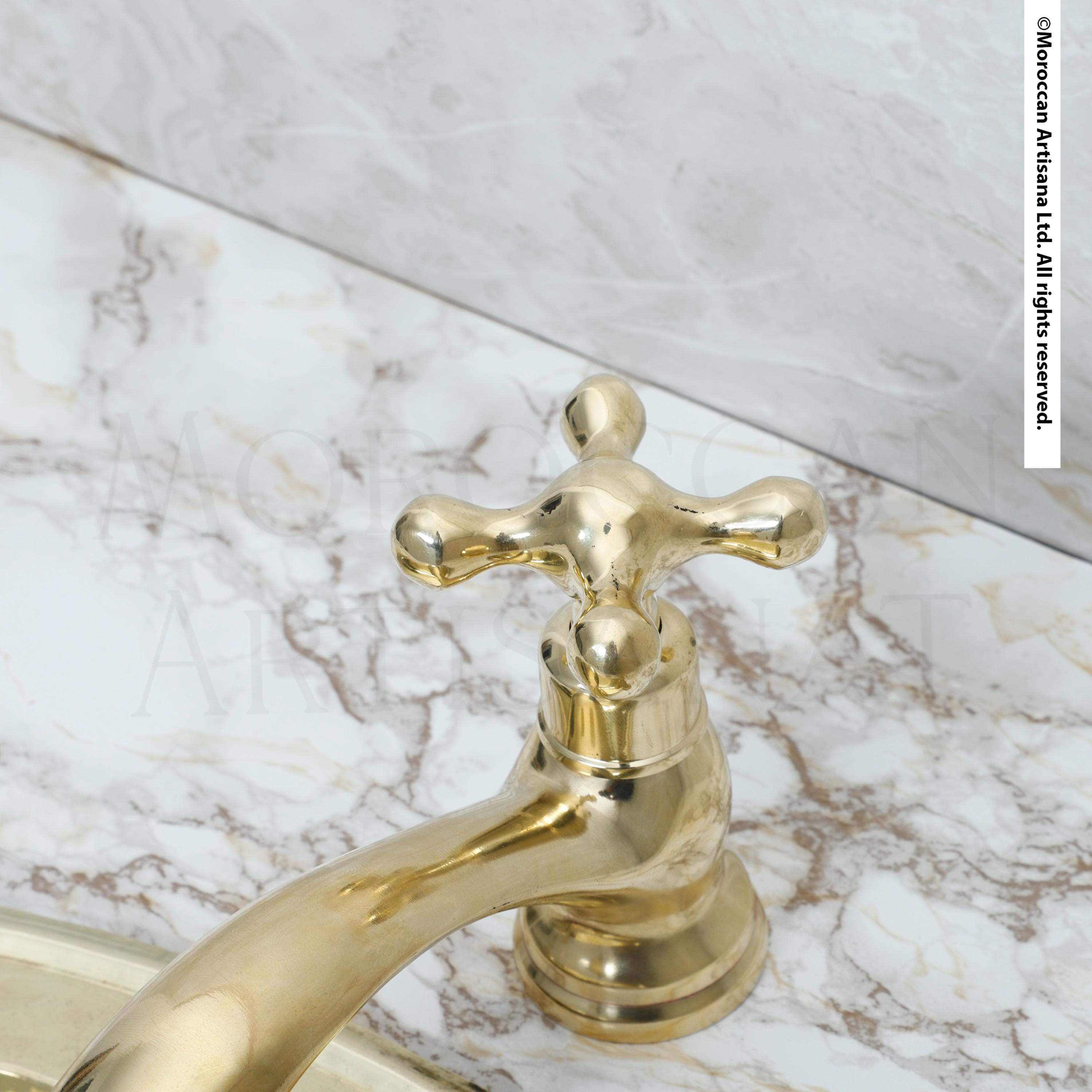 Handmade Brass Bathroom Faucet – Smooth Unlacquered Finish