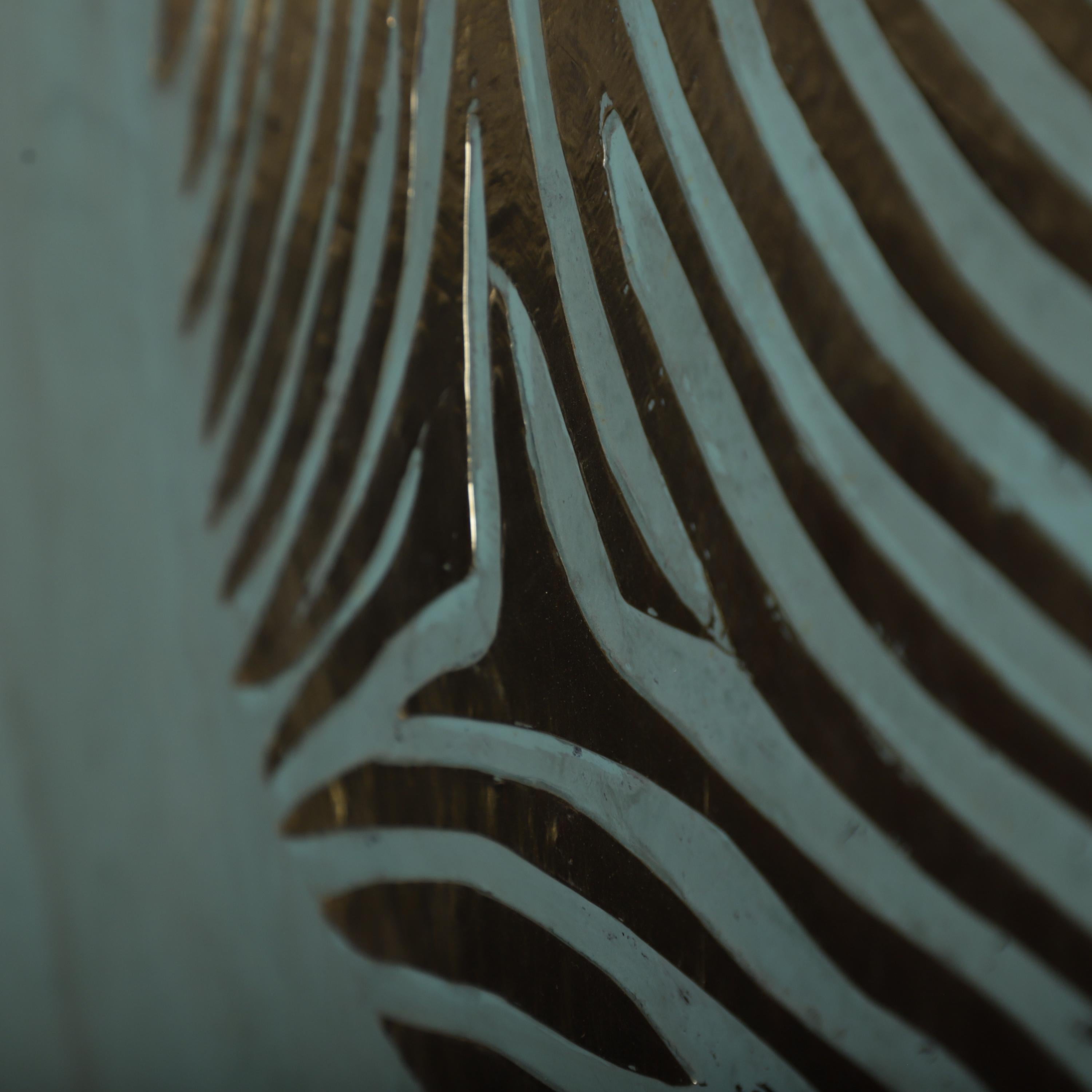 Brass Fingerprint Wall Art – Handcrafted Teal Panel 56x80 cm