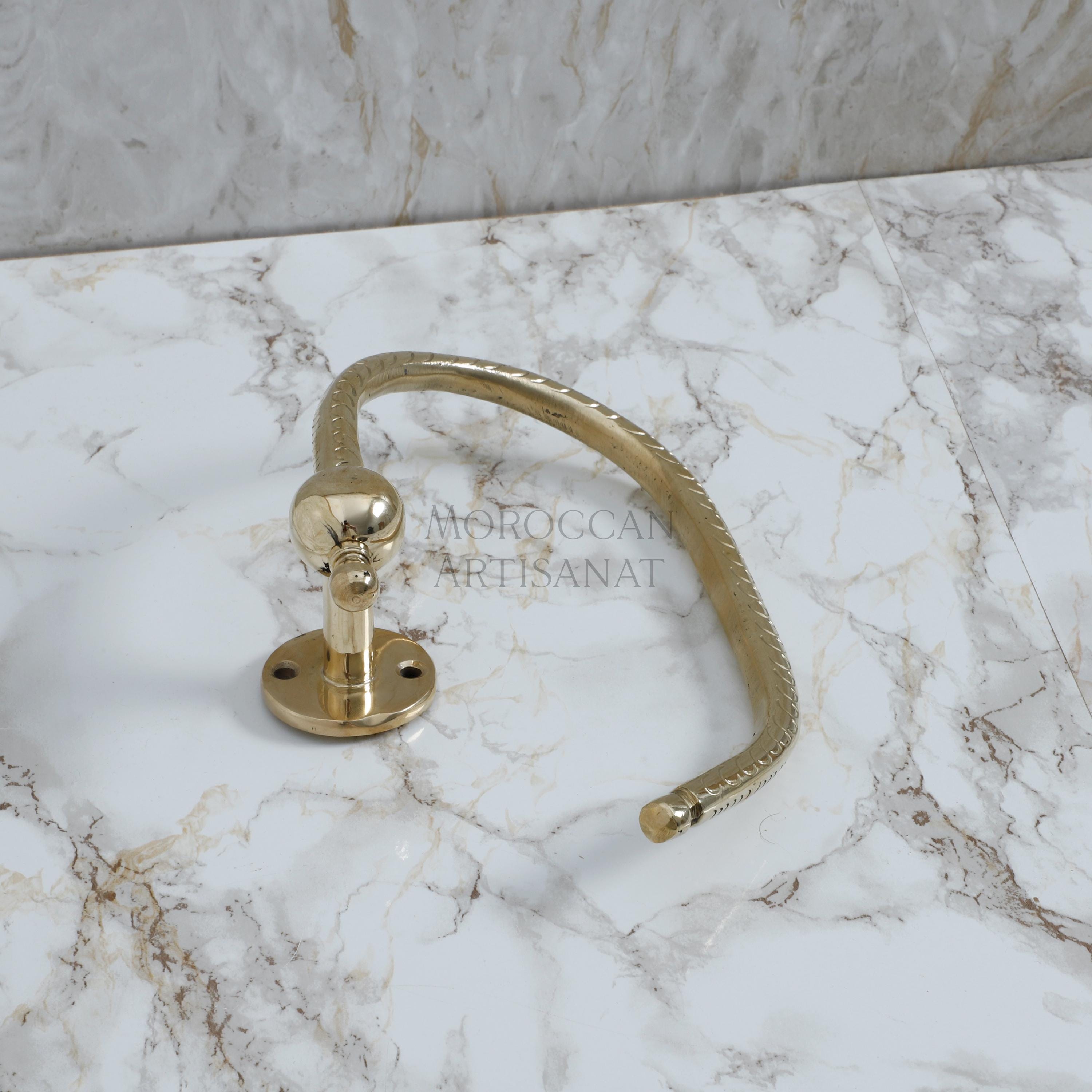 Handcrafted Brass Towel Holder – Moroccan Wall-Mounted Hook