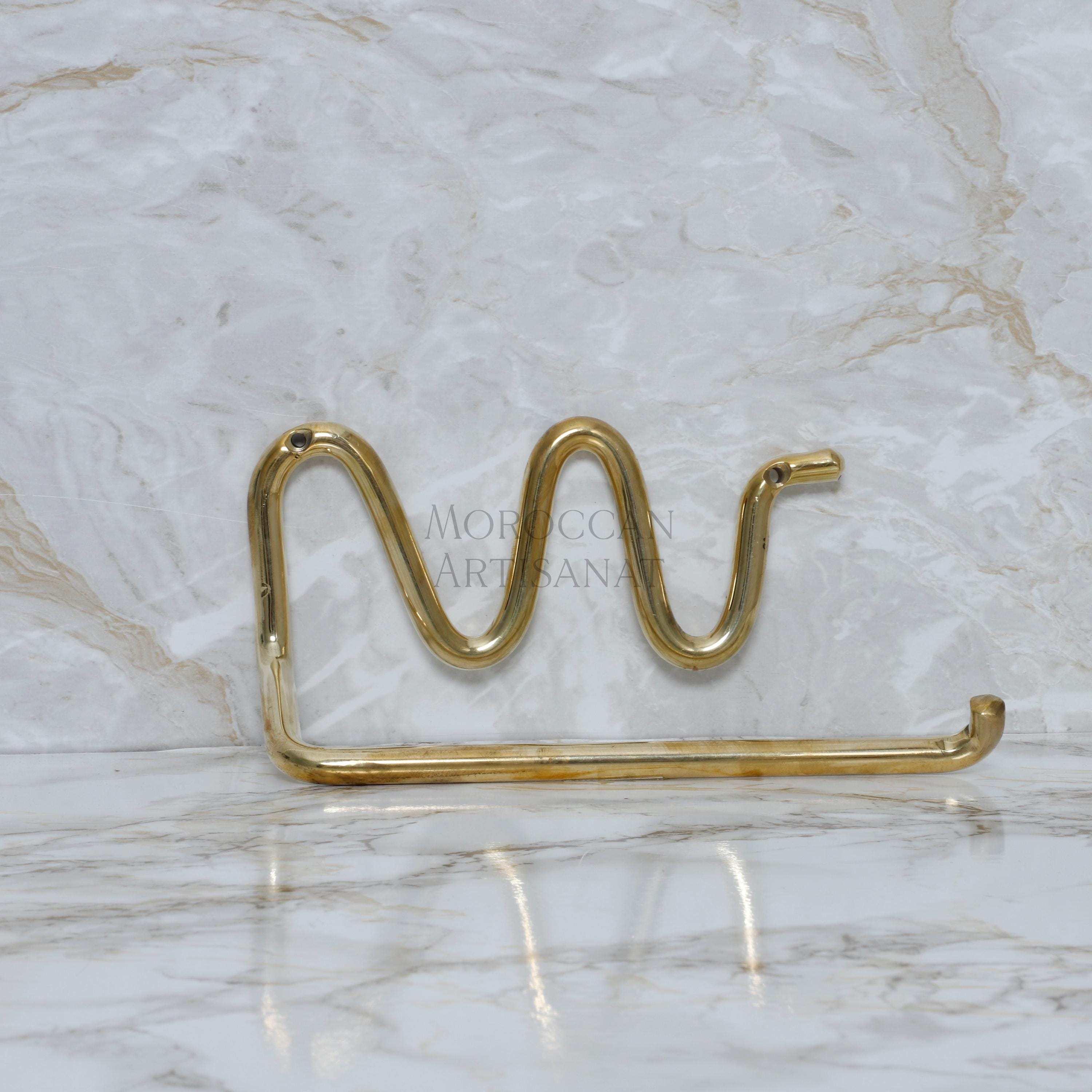 Handmade Brass Toilet Paper Holder – Wavy Modern Design