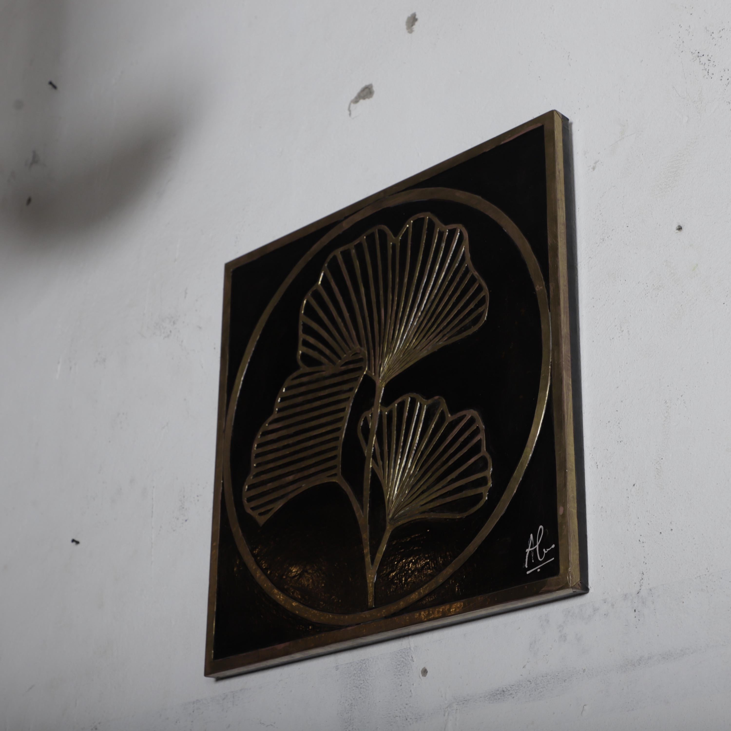 Gold Ginkgo Leaf Wall Art – Handcrafted Botanical Brass Panel