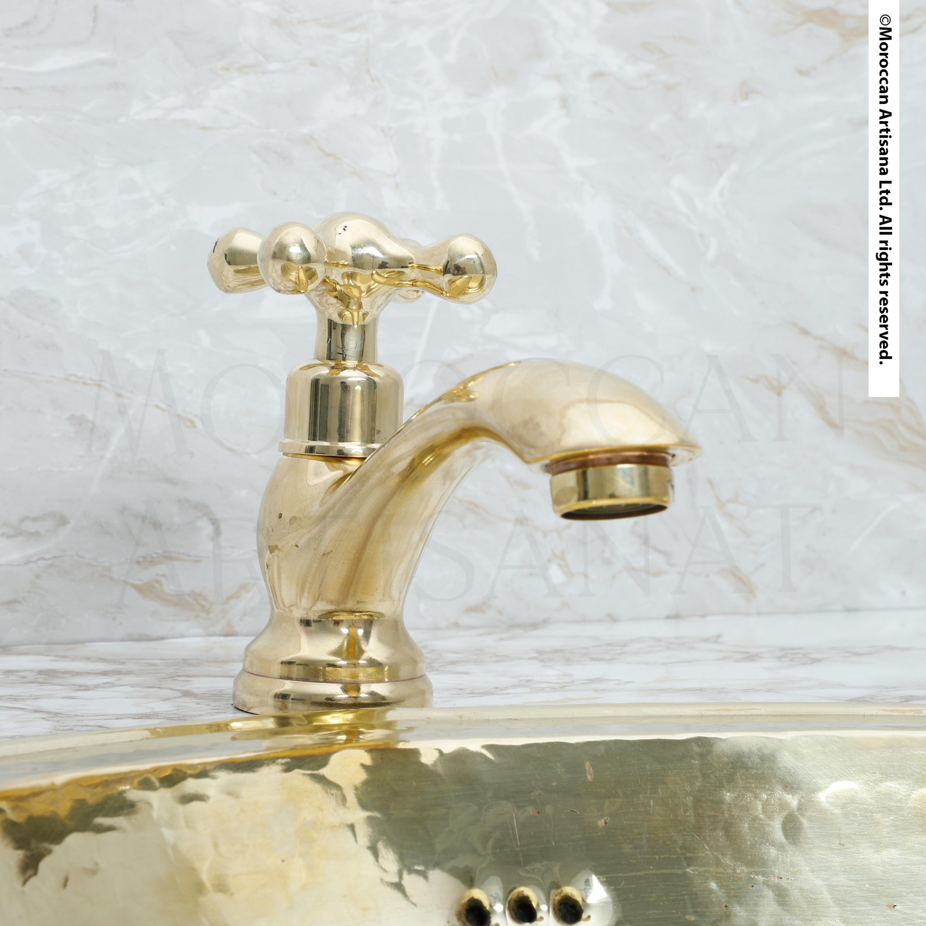 Handmade Brass Bathroom Faucet – Smooth Unlacquered Finish