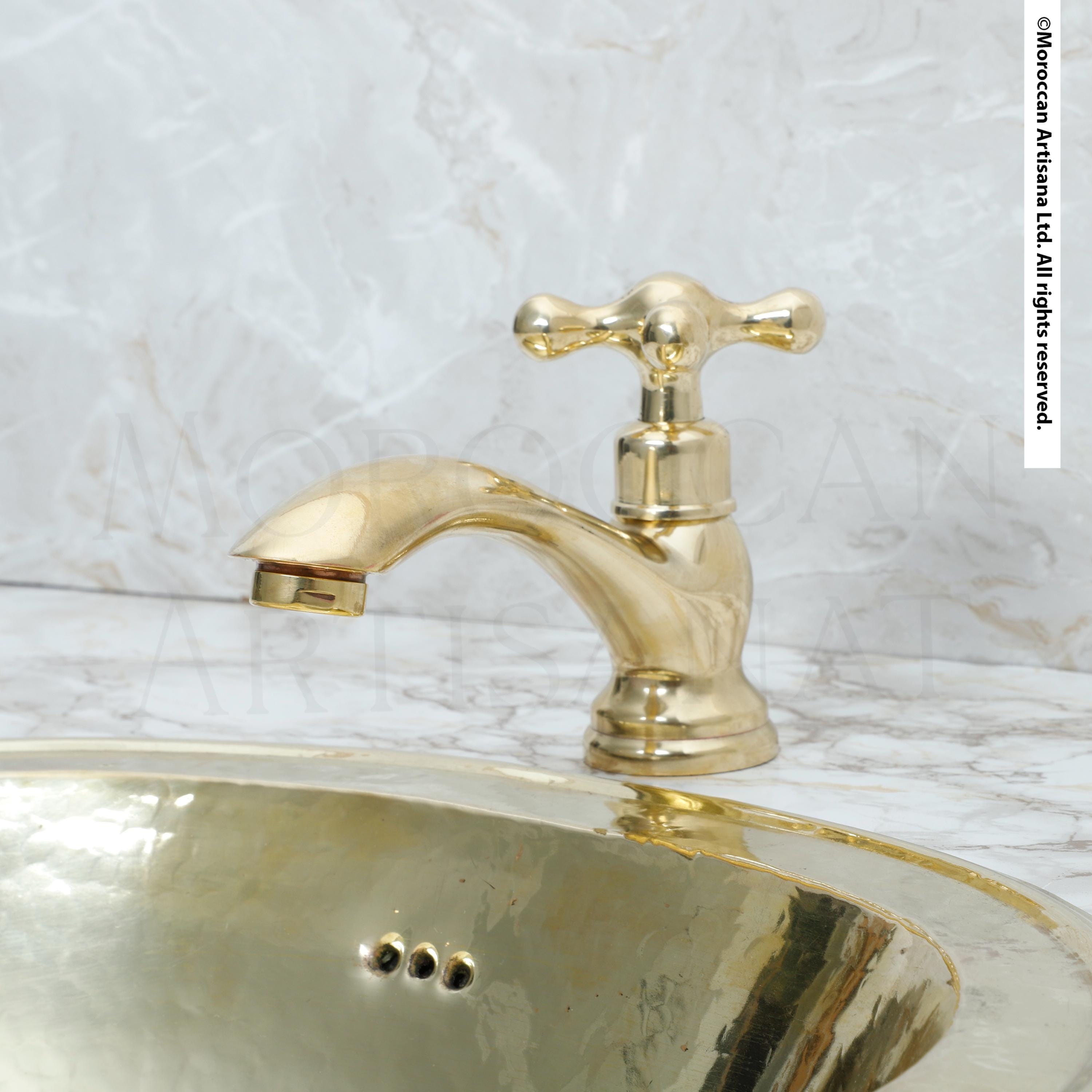 Handmade Brass Bathroom Faucet – Smooth Unlacquered Finish