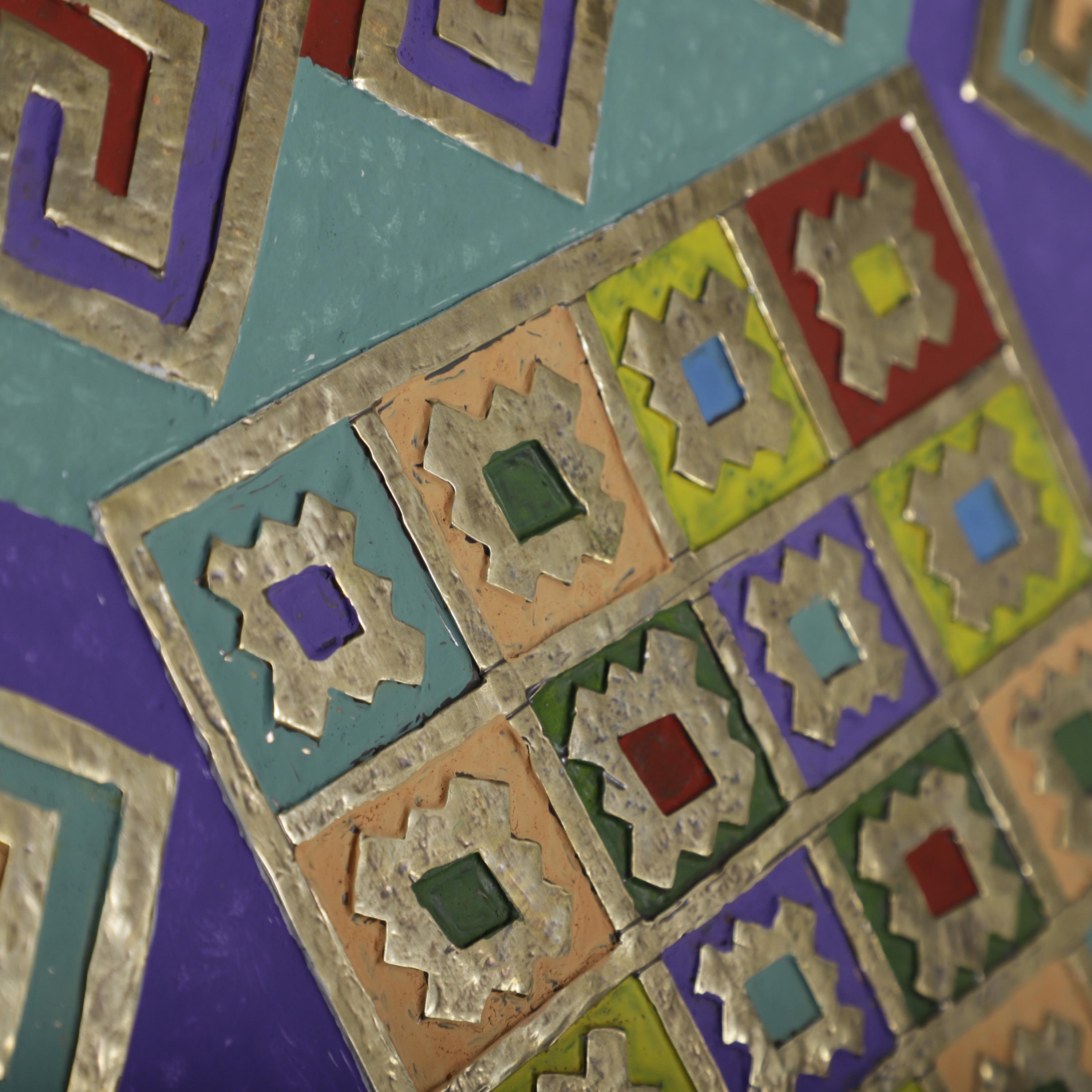Handmade Moroccan Colorful Wall Art – Brass & Enamel Panel