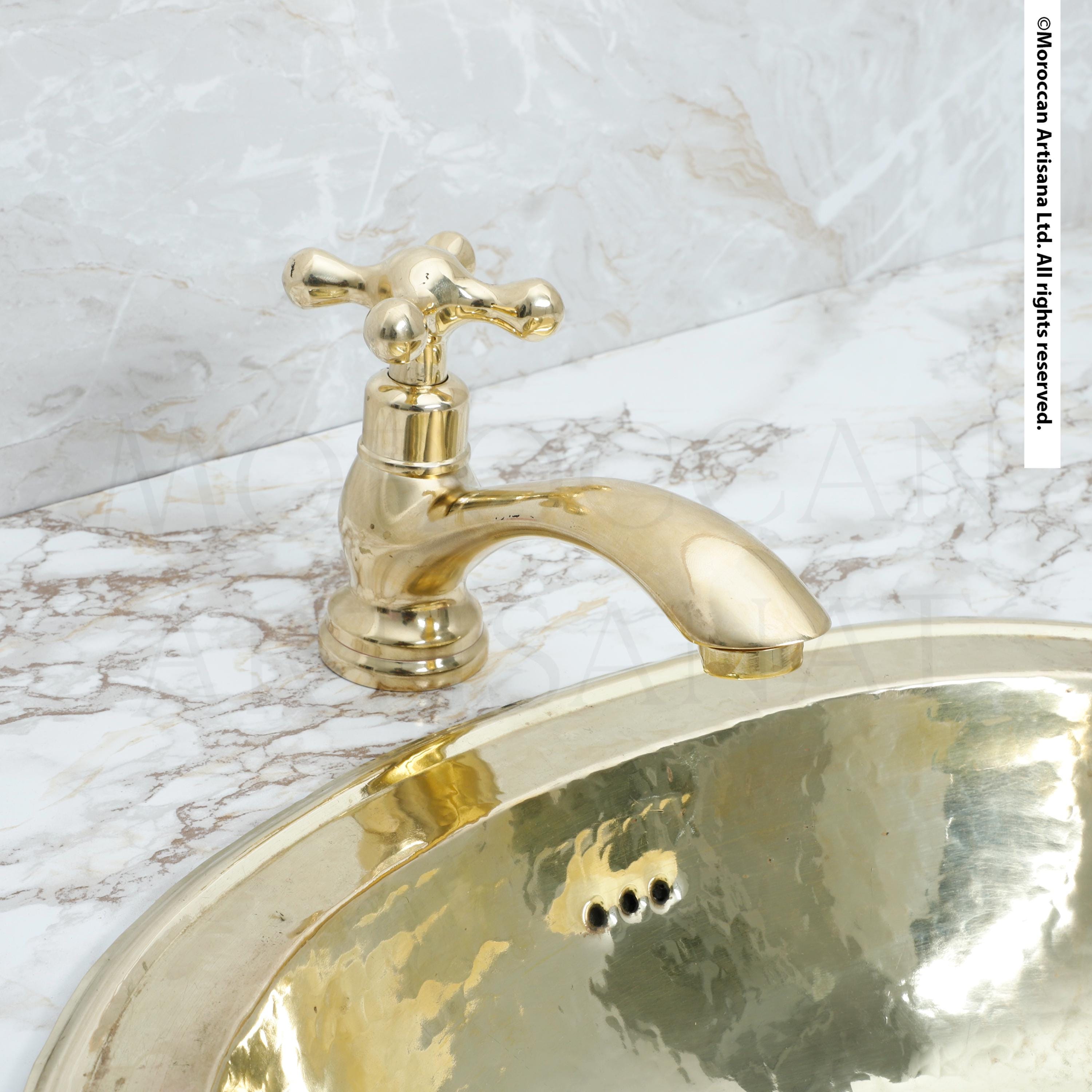 Handmade Brass Bathroom Faucet – Smooth Unlacquered Finish
