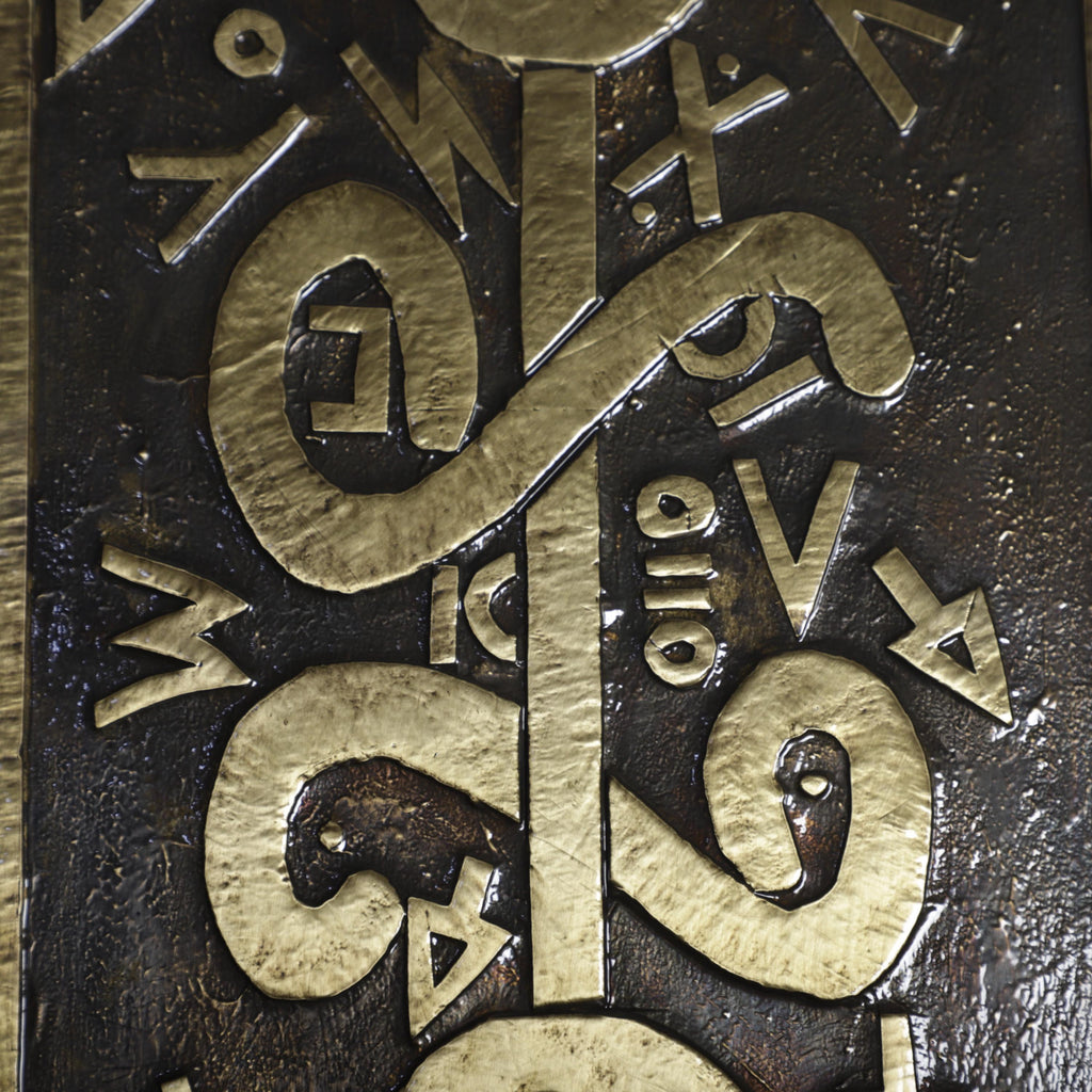 Abstract Brass Wall Art – Tribal Symbolic Design