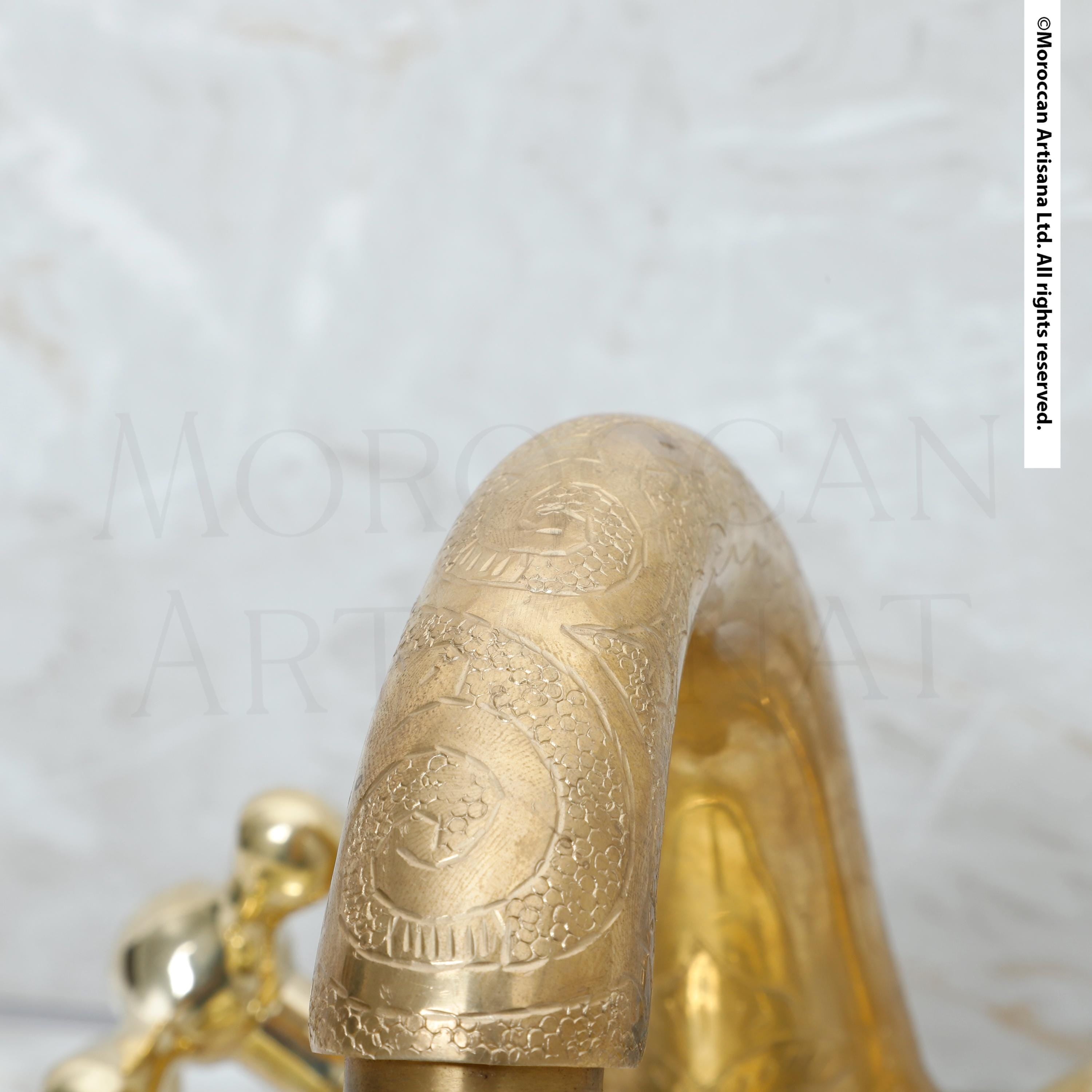 Elegant Engraved Brass Faucet – Handmade Moroccan Design