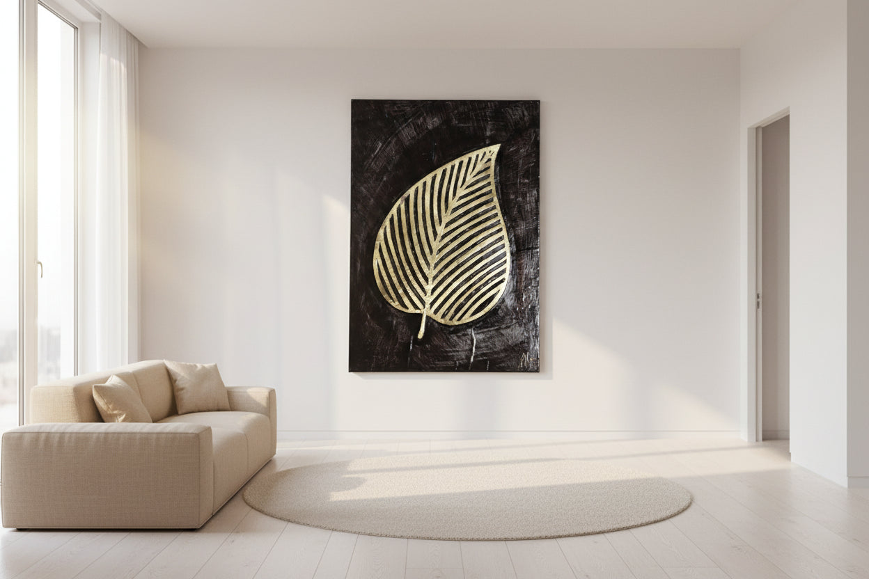 Handcrafted Moroccan Brass Wall Art – Leaf Design