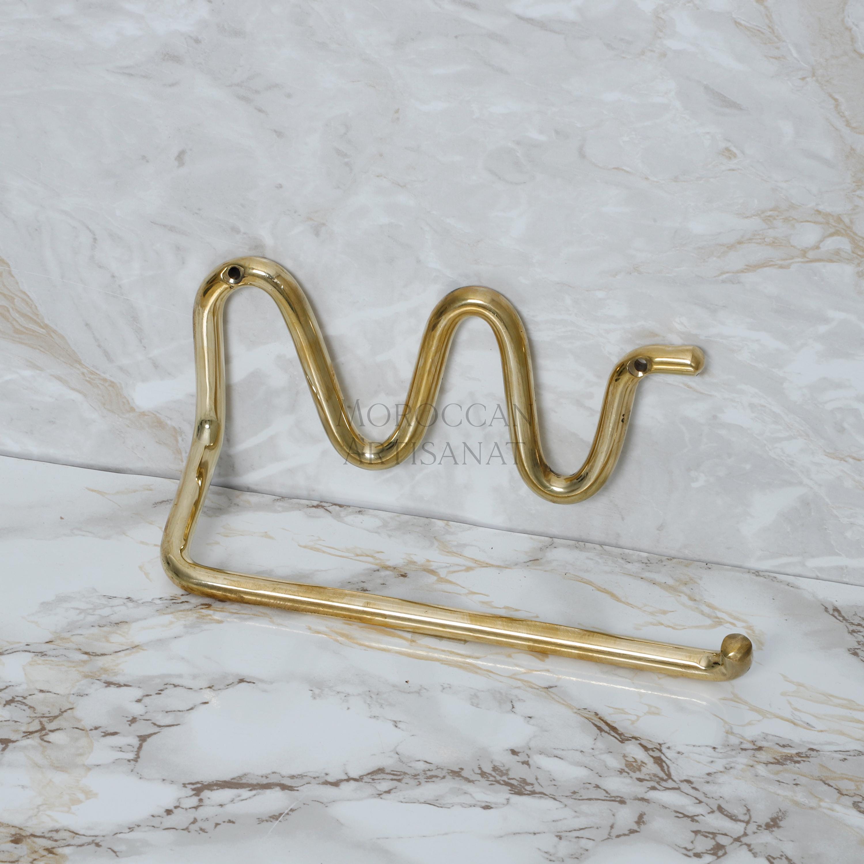 Handmade Brass Toilet Paper Holder – Wavy Modern Design