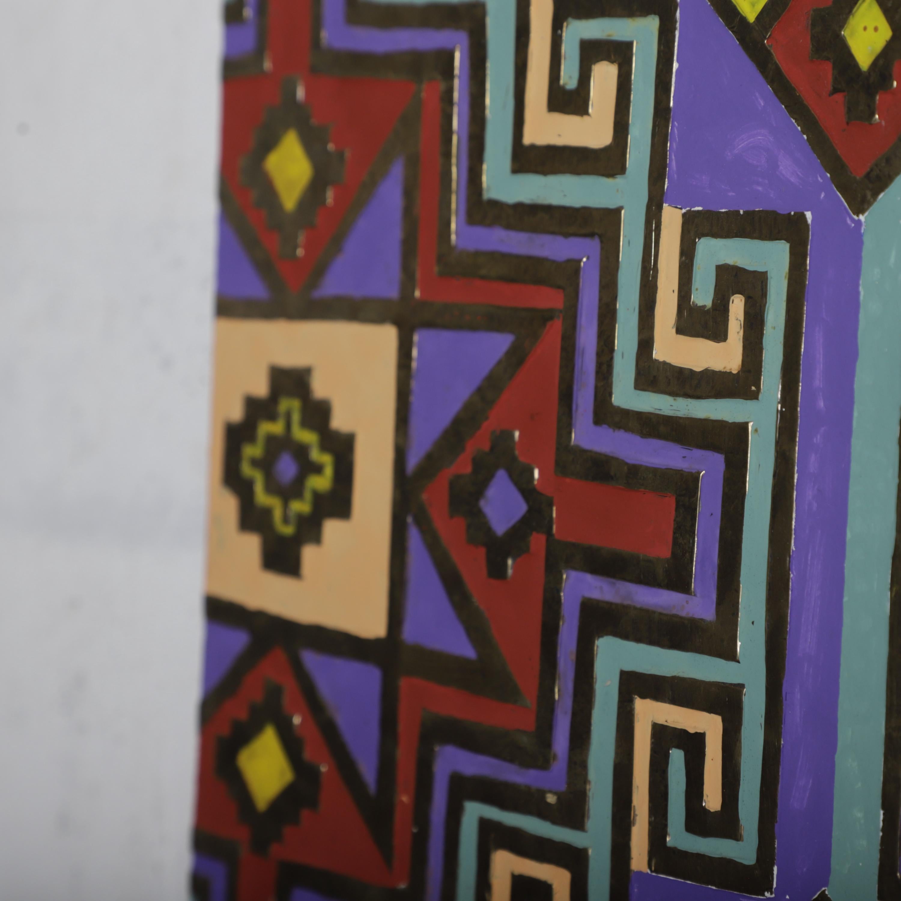 Handmade Moroccan Colorful Wall Art – Brass & Enamel Panel