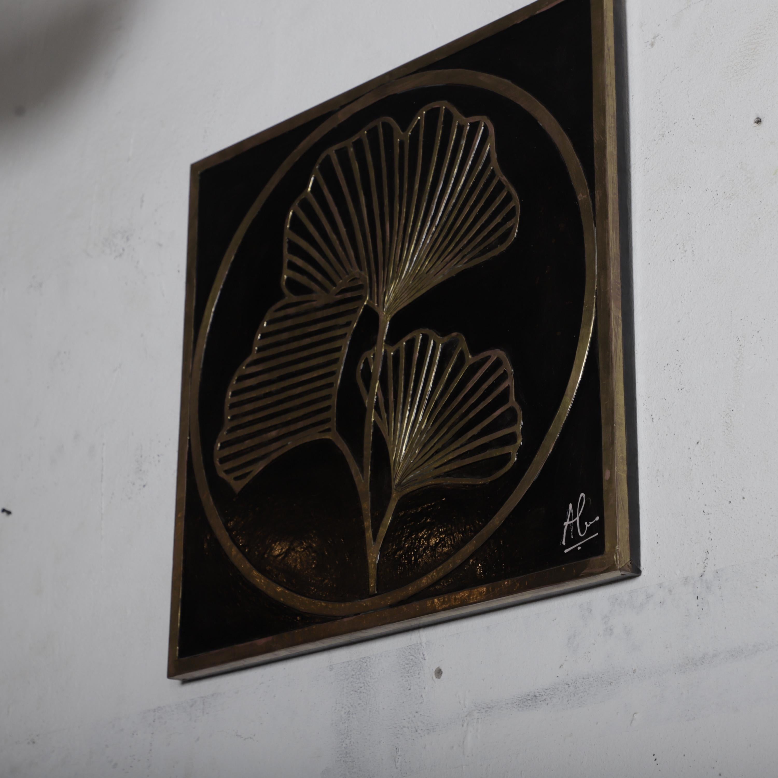 Gold Ginkgo Leaf Wall Art – Handcrafted Botanical Brass Panel