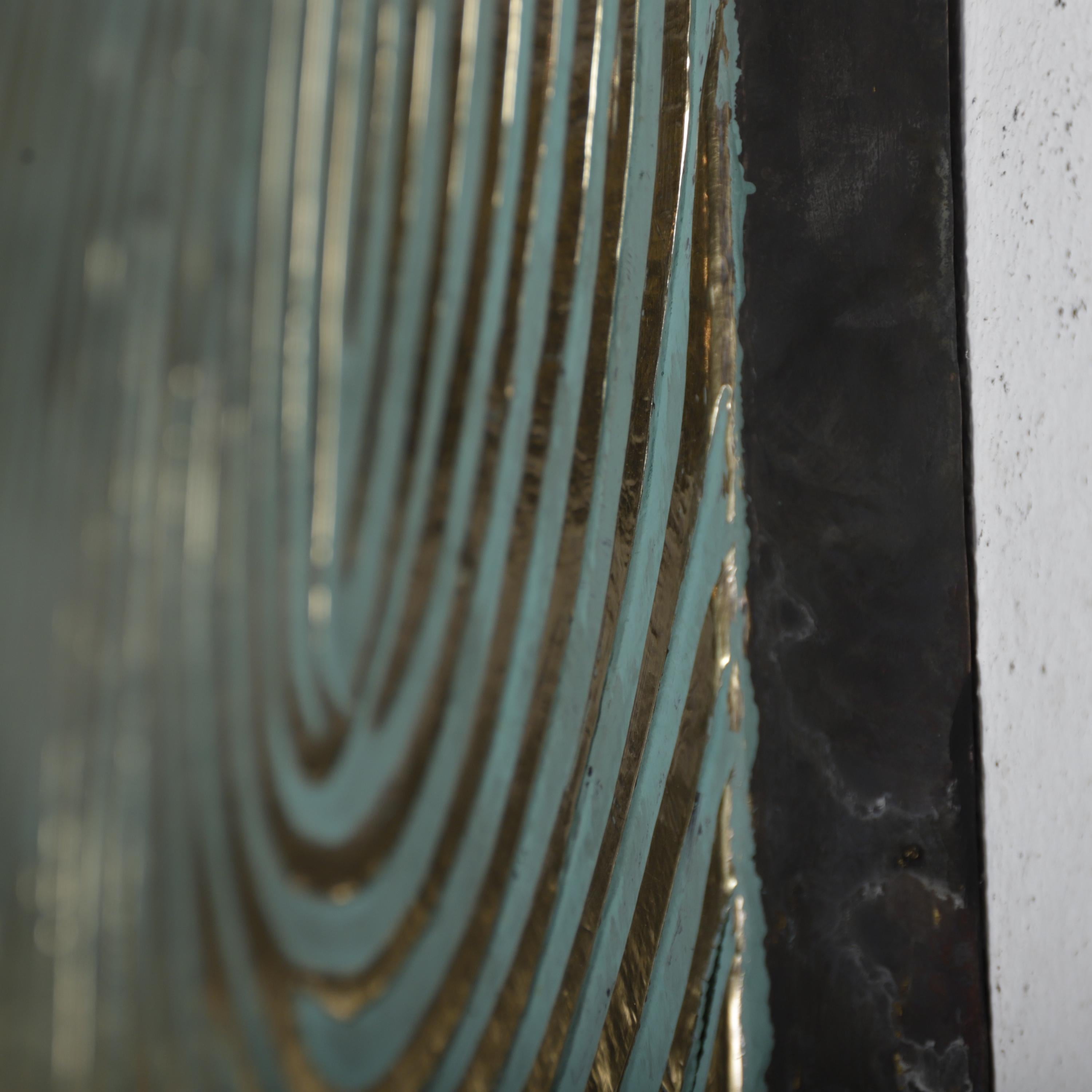 Brass Fingerprint Wall Art – Handcrafted Teal Panel 56x80 cm