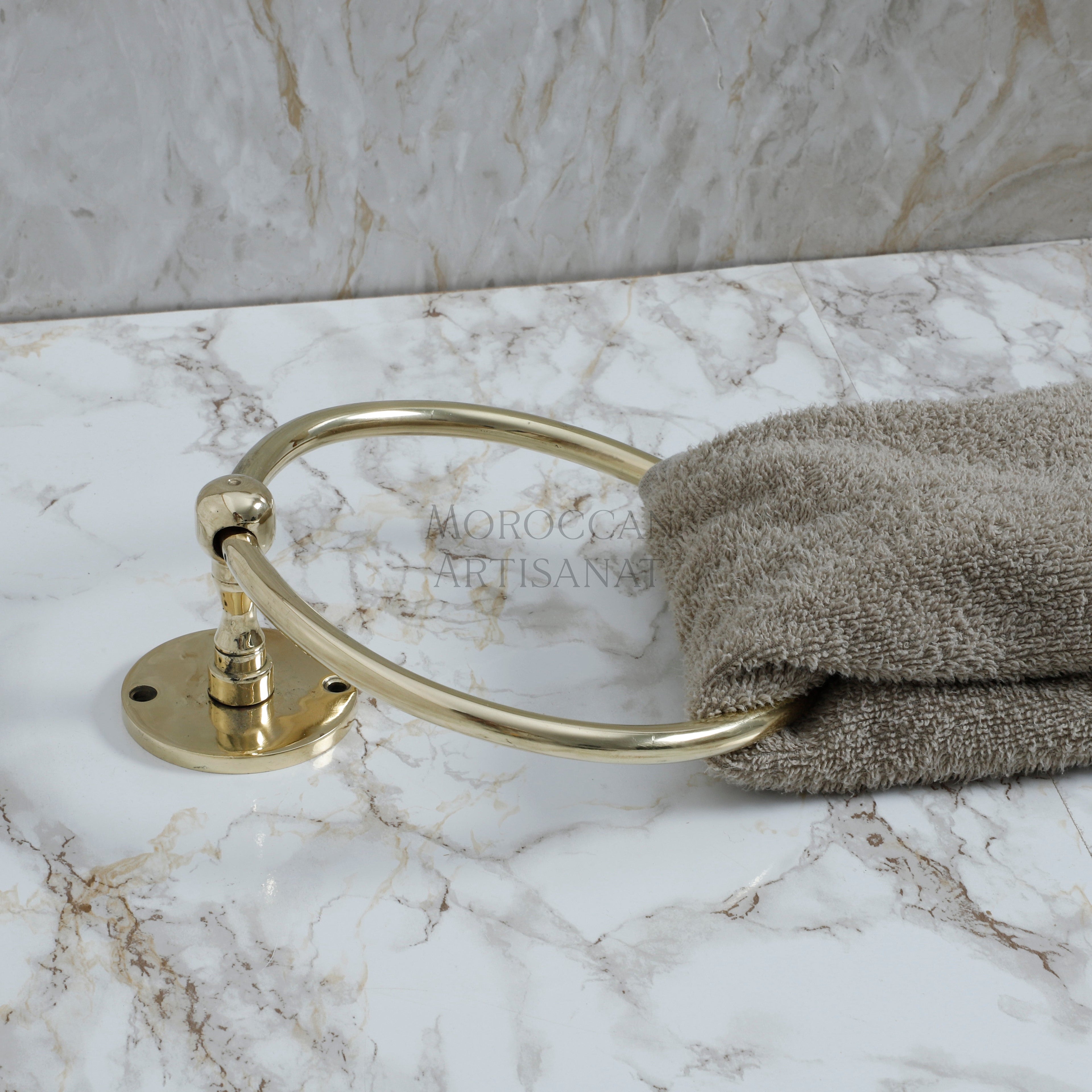 Handmade Brass Towel Ring – Moroccan Wall-Mounted Holder