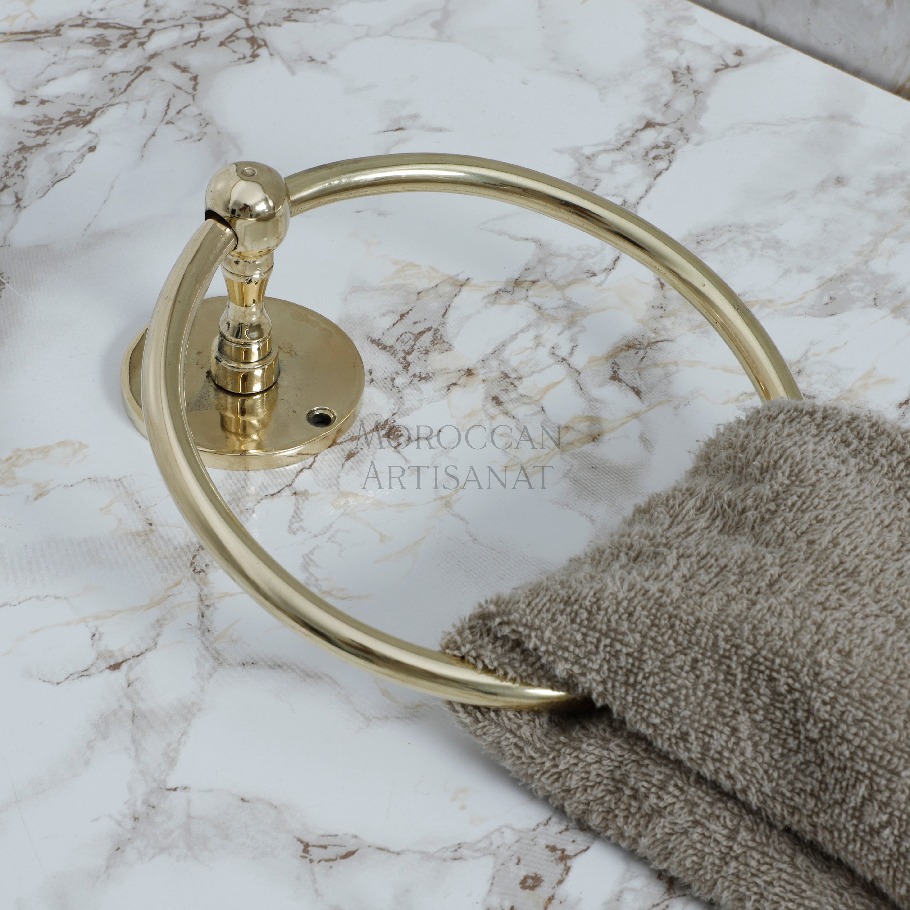 Handmade Brass Towel Ring – Moroccan Wall-Mounted Holder
