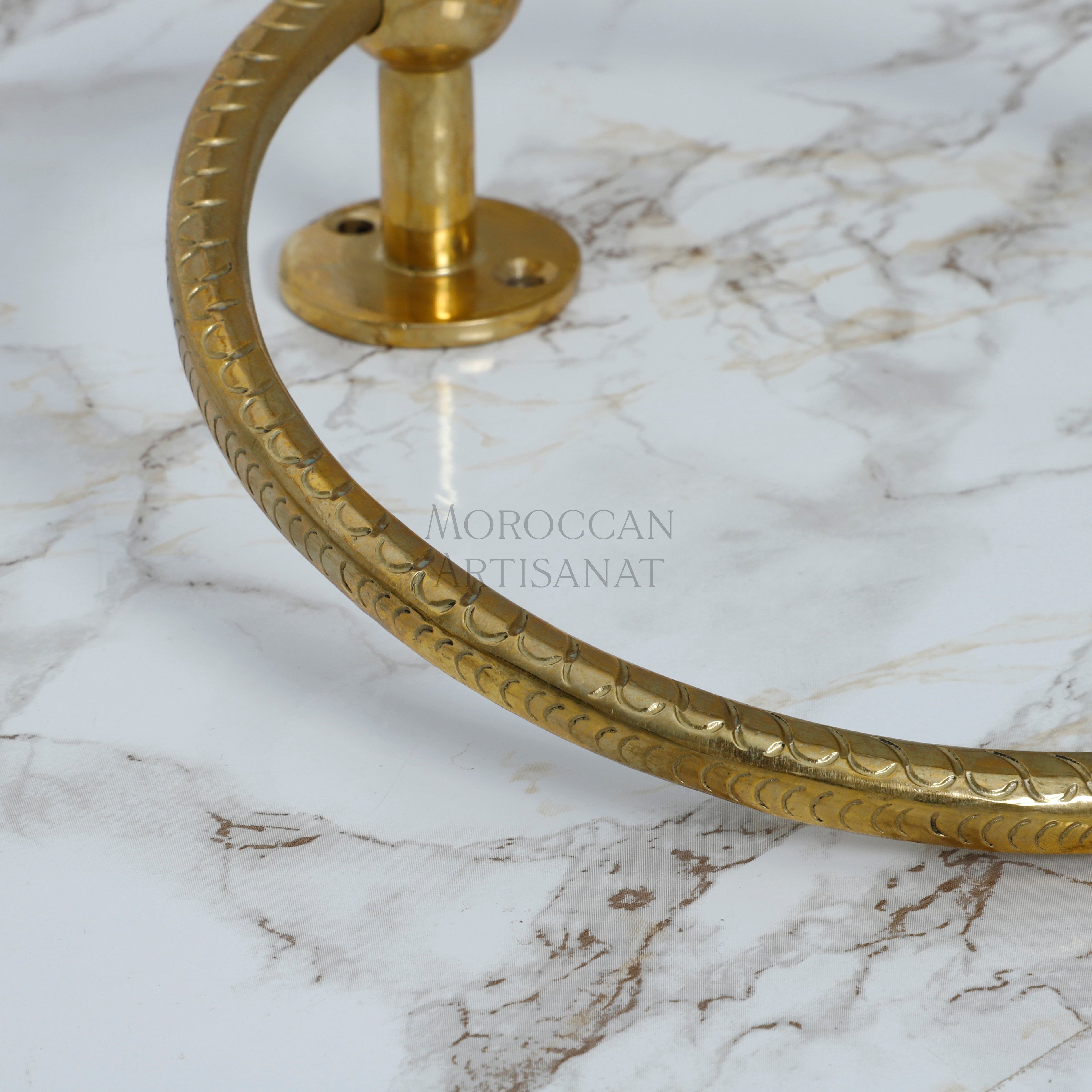 Engraved Brass Towel Ring – Moroccan Handmade Bathroom Fixture