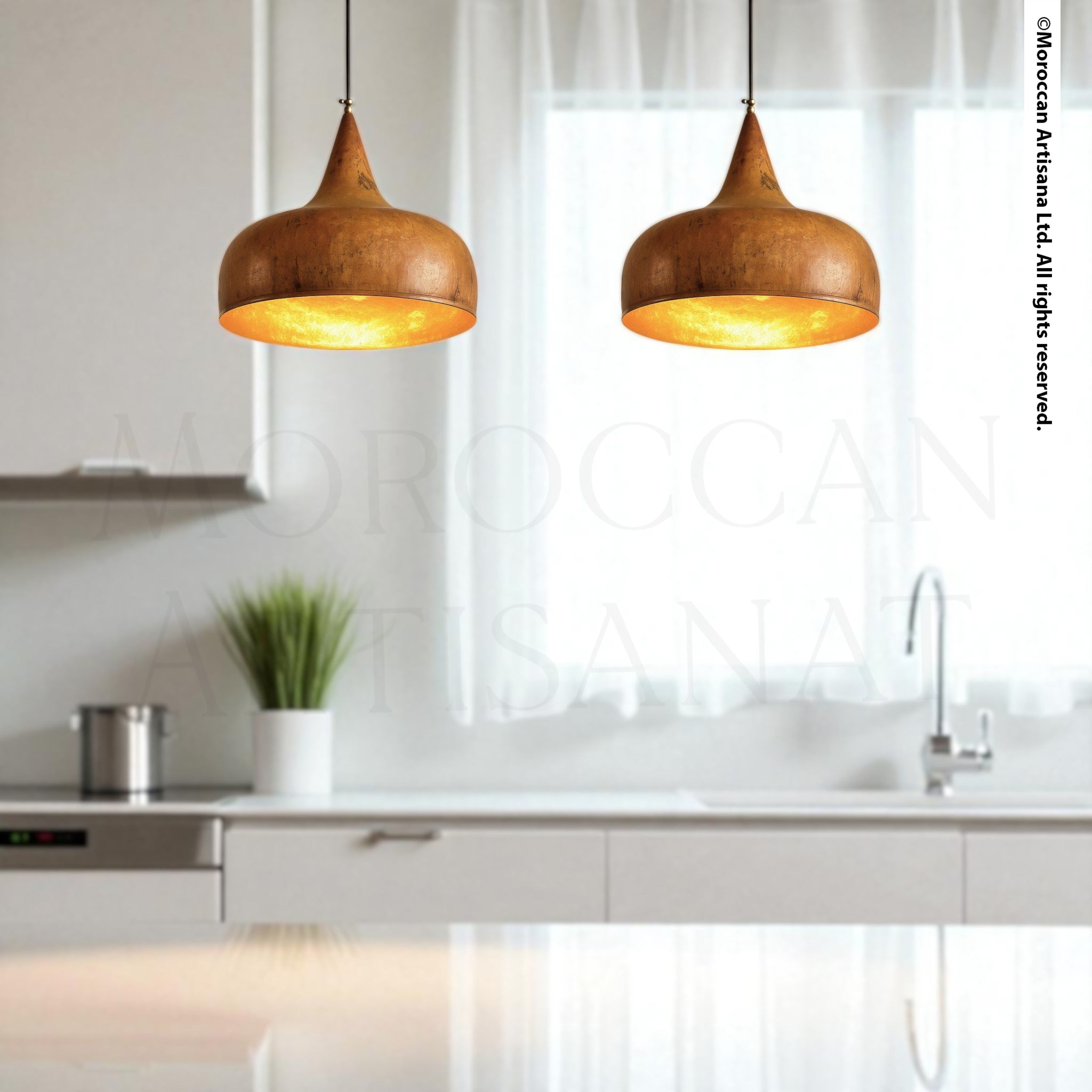 Handcrafted Brass Pendant Light – Moroccan Tapered Ceiling Lamp