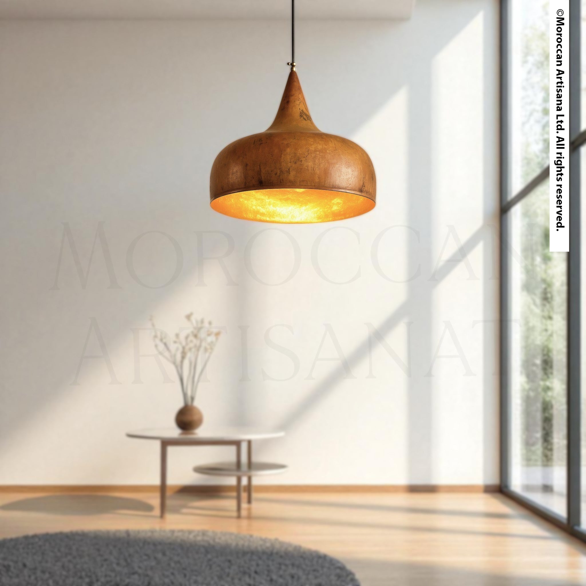Handcrafted Brass Pendant Light – Moroccan Tapered Ceiling Lamp