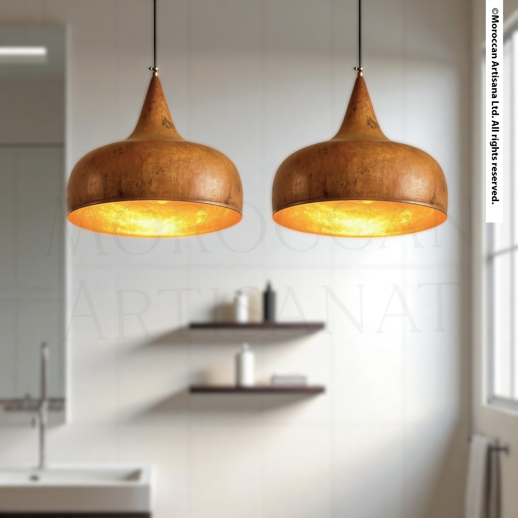 Handcrafted Brass Pendant Light – Moroccan Tapered Ceiling Lamp