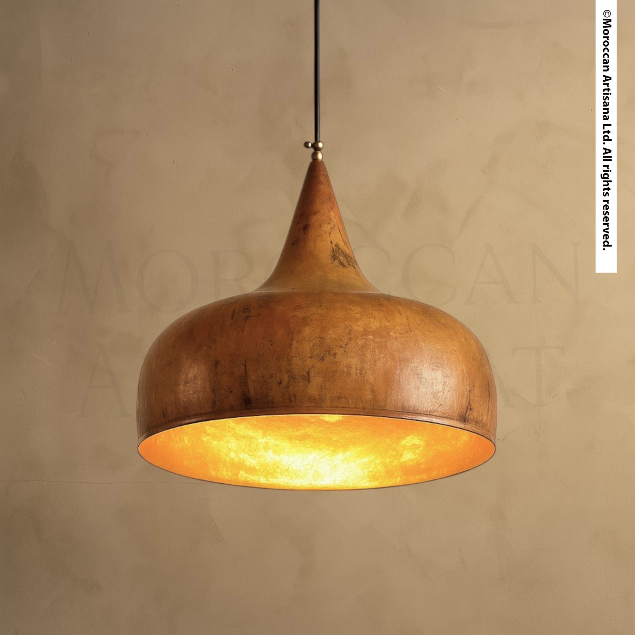 Handcrafted Brass Pendant Light – Moroccan Tapered Ceiling Lamp