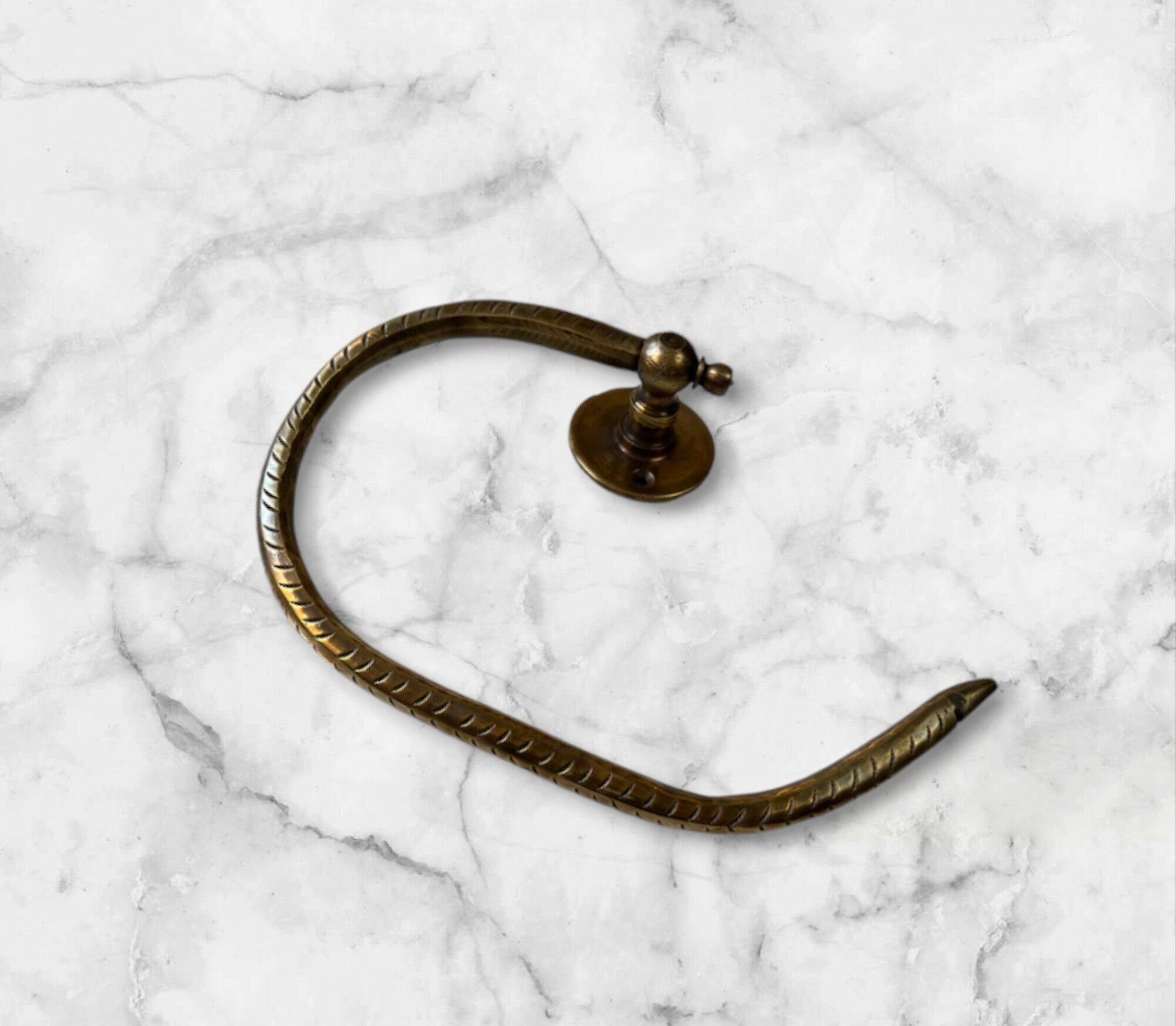 Toilet Paper Holder – Antique Brass Patina Engraved Design