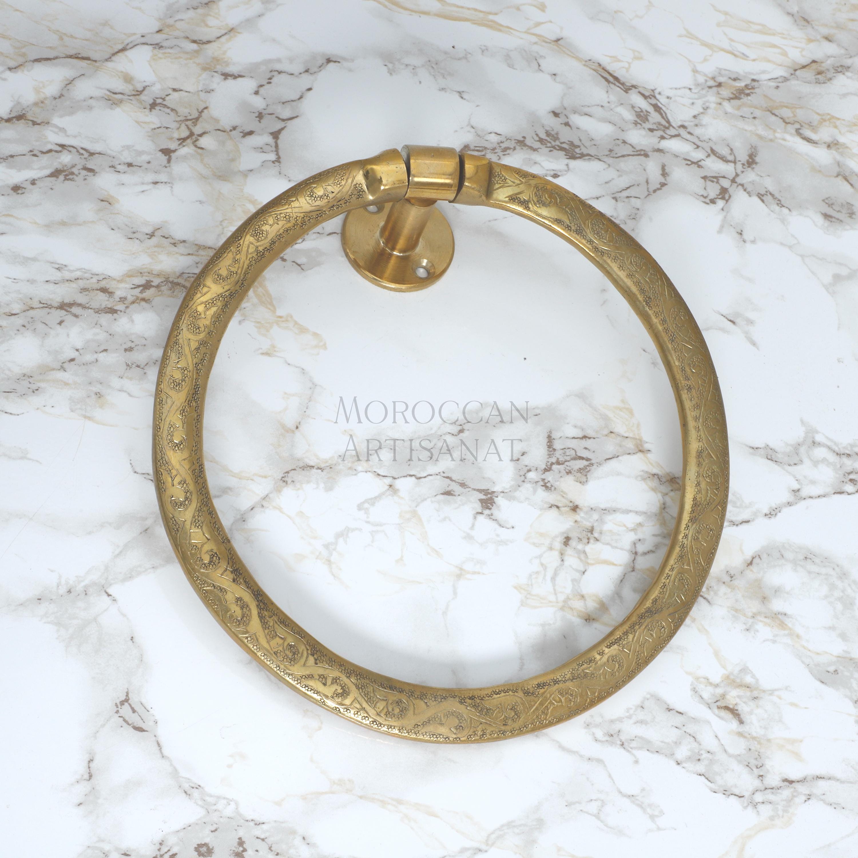 Handmade Brass Towel Ring – Moroccan Engraved Wall Mount