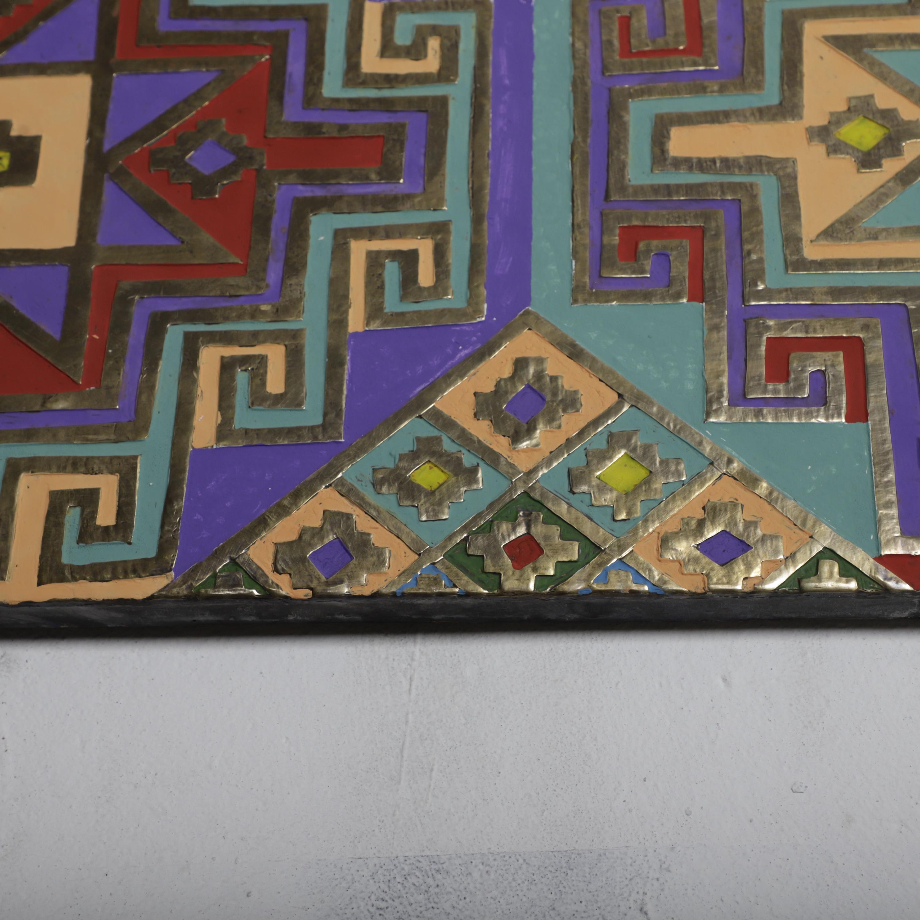 Handmade Moroccan Colorful Wall Art – Brass & Enamel Panel