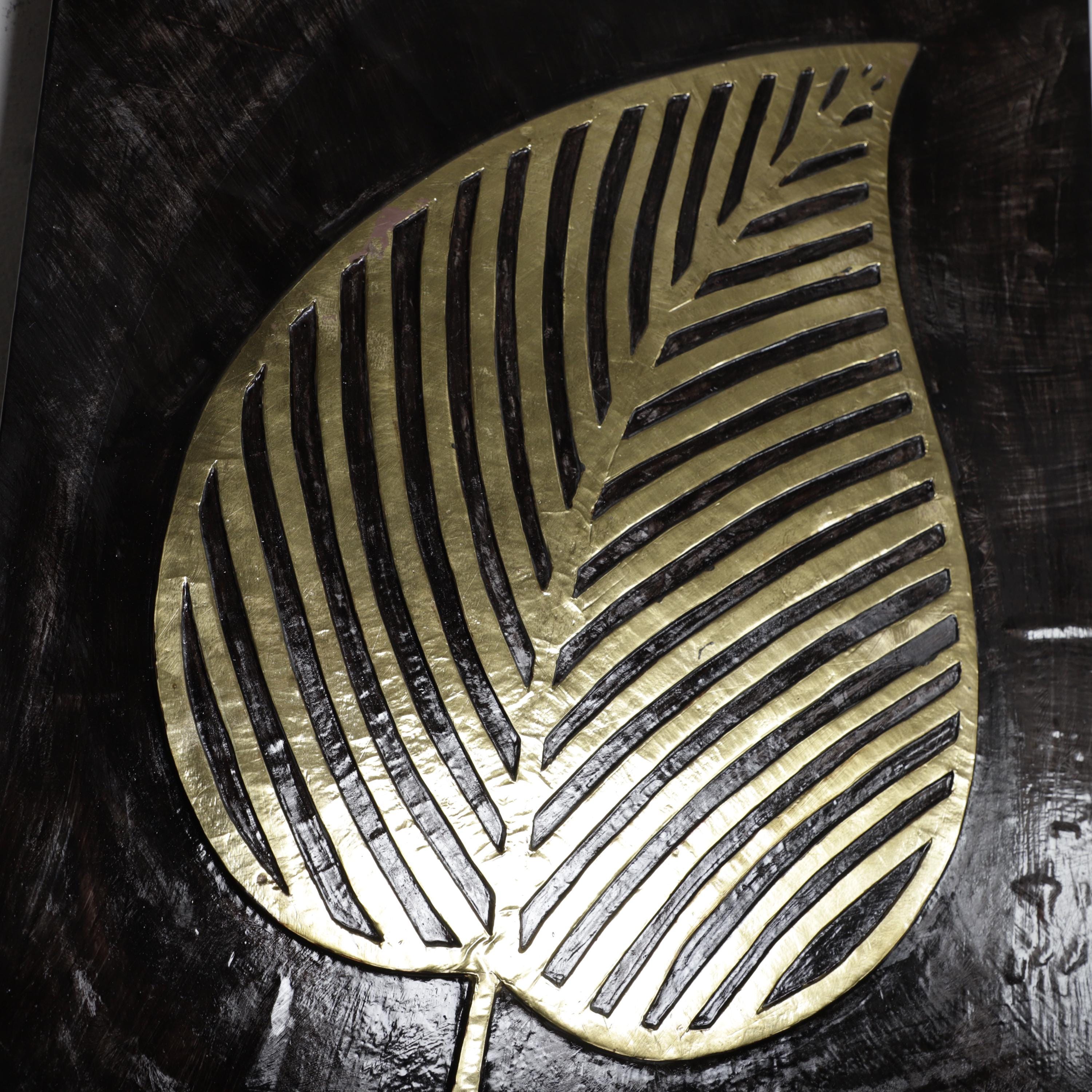 Handcrafted Moroccan Brass Wall Art – Leaf Design