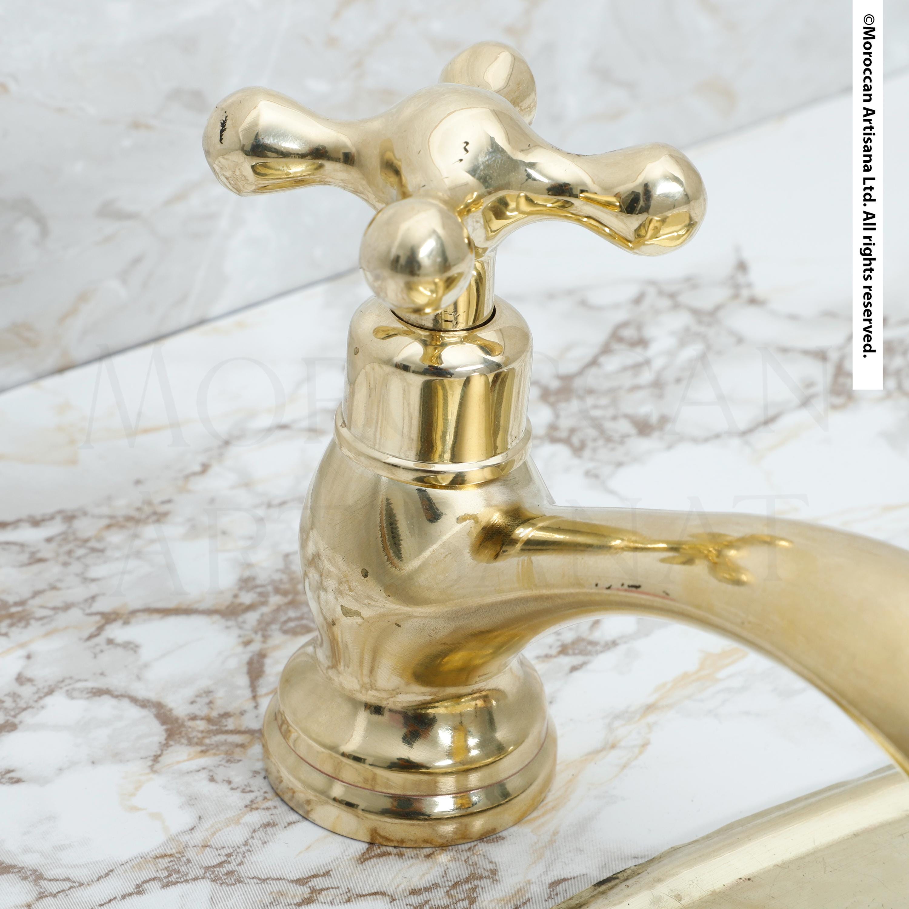 Handmade Brass Bathroom Faucet – Smooth Unlacquered Finish