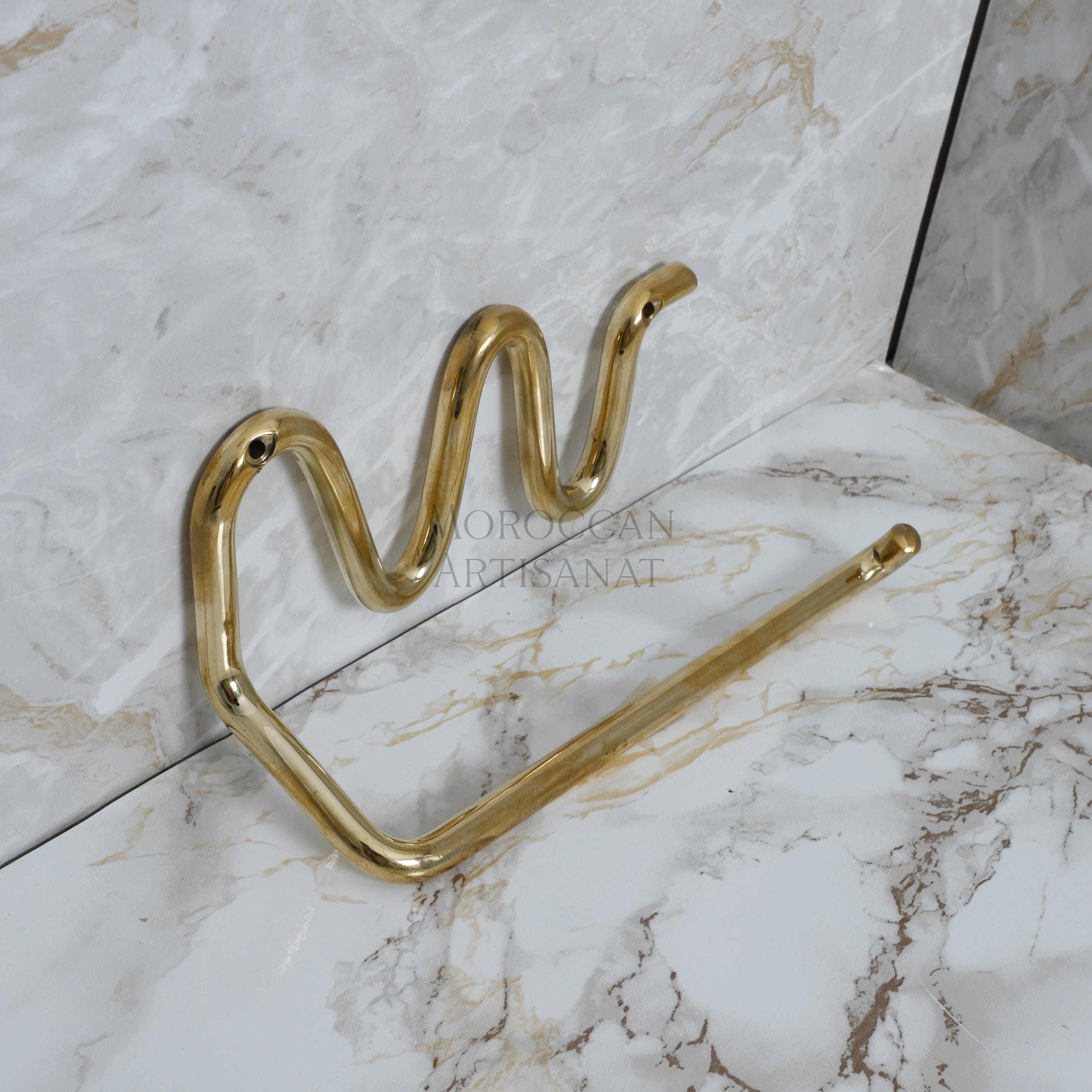 Handmade Brass Toilet Paper Holder – Wavy Modern Design