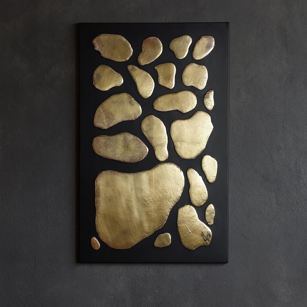 Modern Brass Wall Art – Handcrafted Abstract Design 85x52 cm