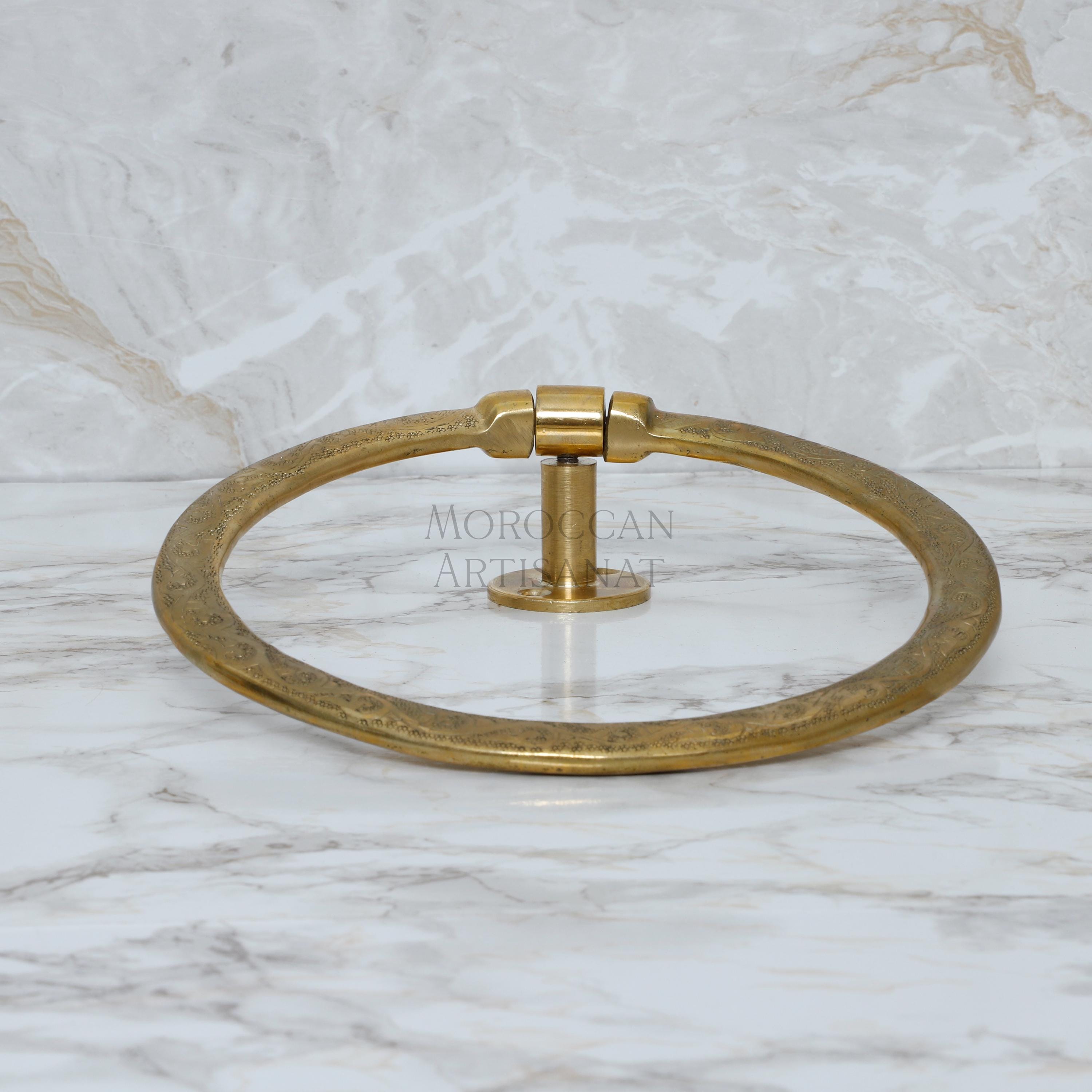 Hand-Engraved Brass Towel Ring – Moroccan Wall-Mounted Holder