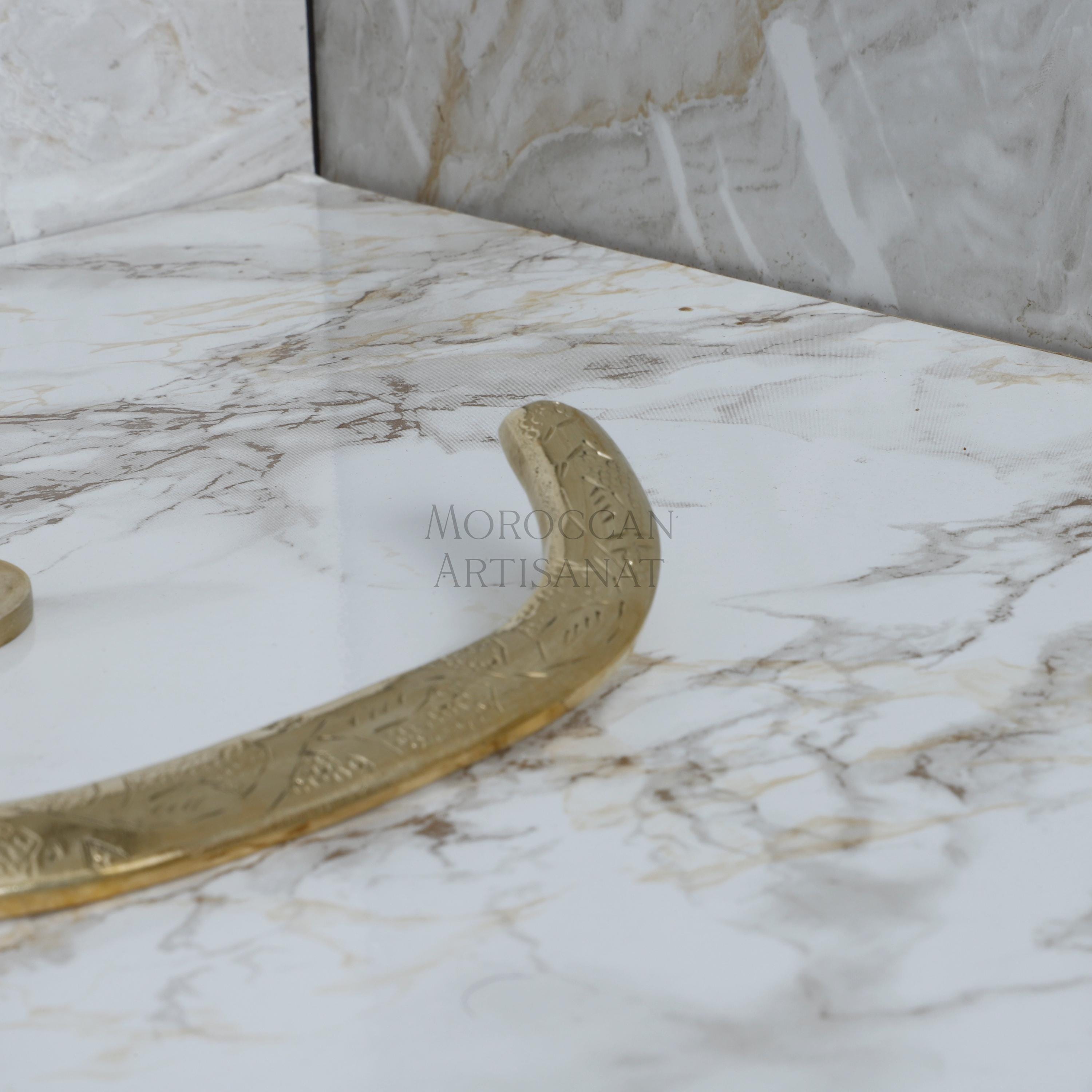 Handmade Brass Towel Holder – Moroccan Engraved Wall-Mounted Ring