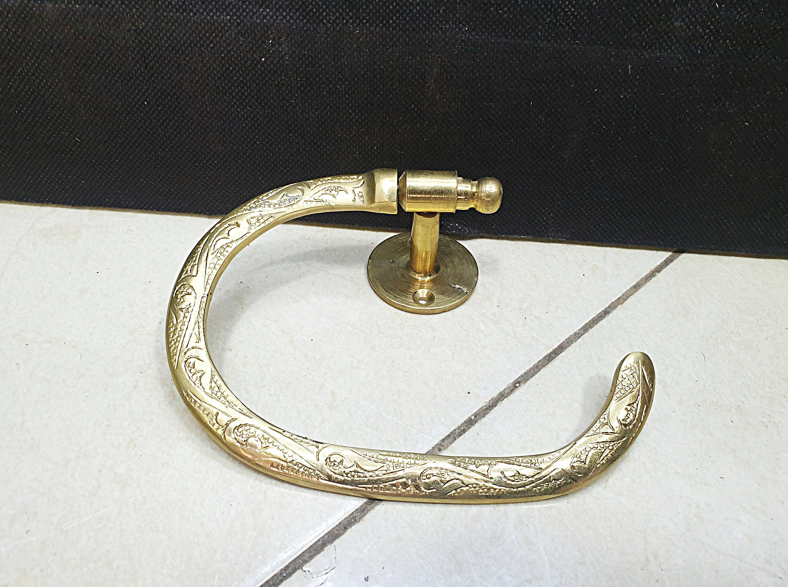 Toilet Paper Holder – Engraved Brass Bathroom Fixture