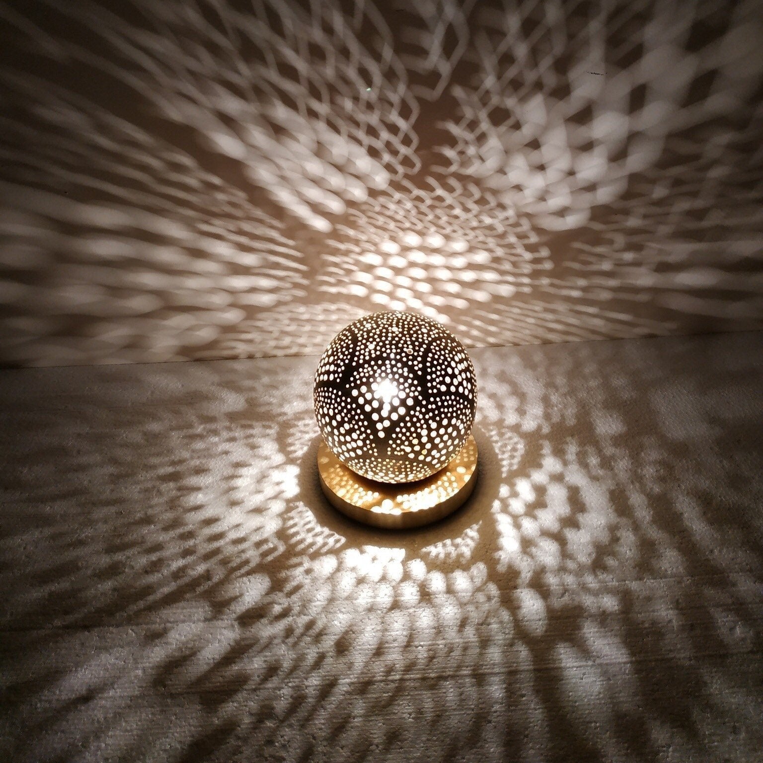 Handmade Brass Table Lamp – Moroccan Globe Light