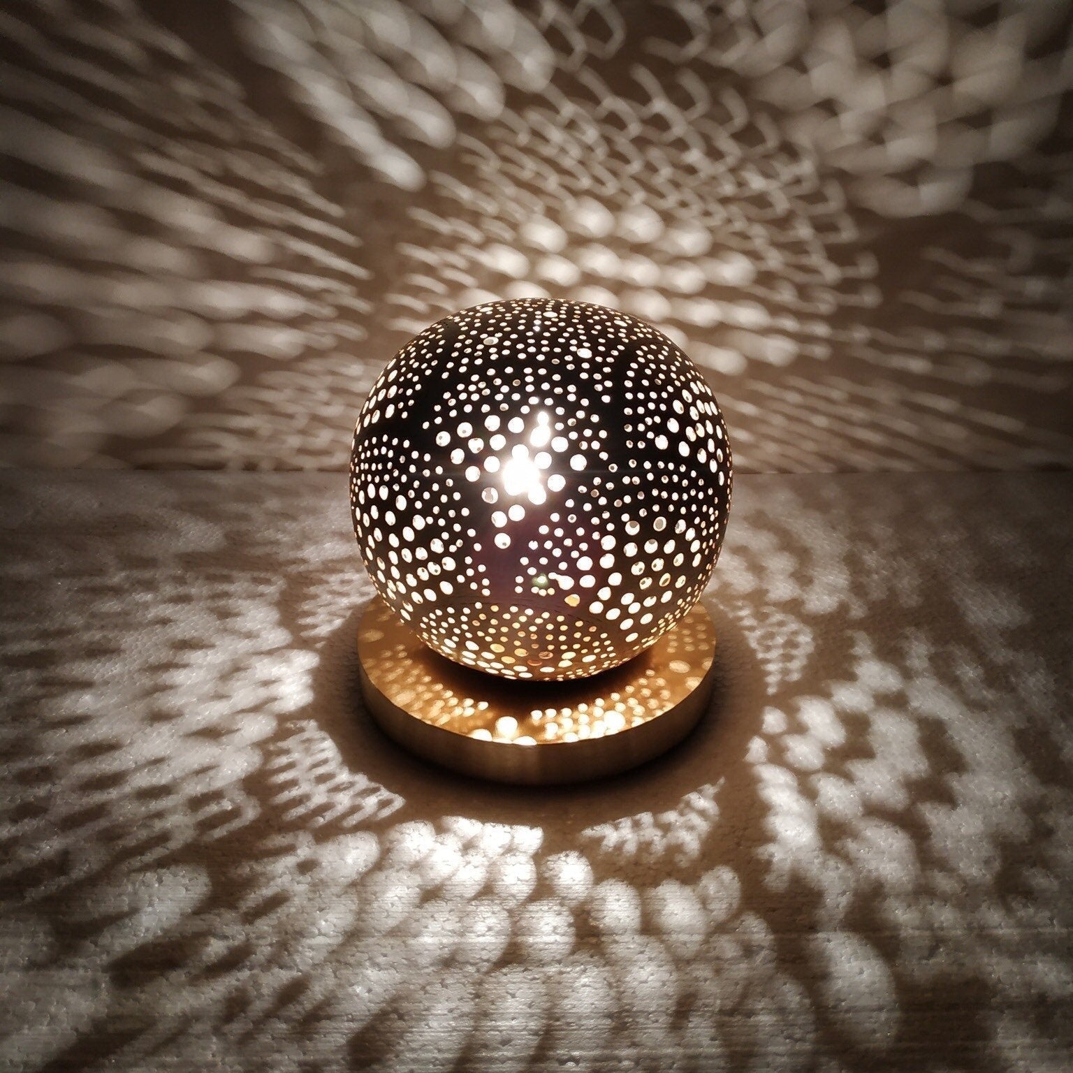 Handmade Brass Table Lamp – Moroccan Globe Light