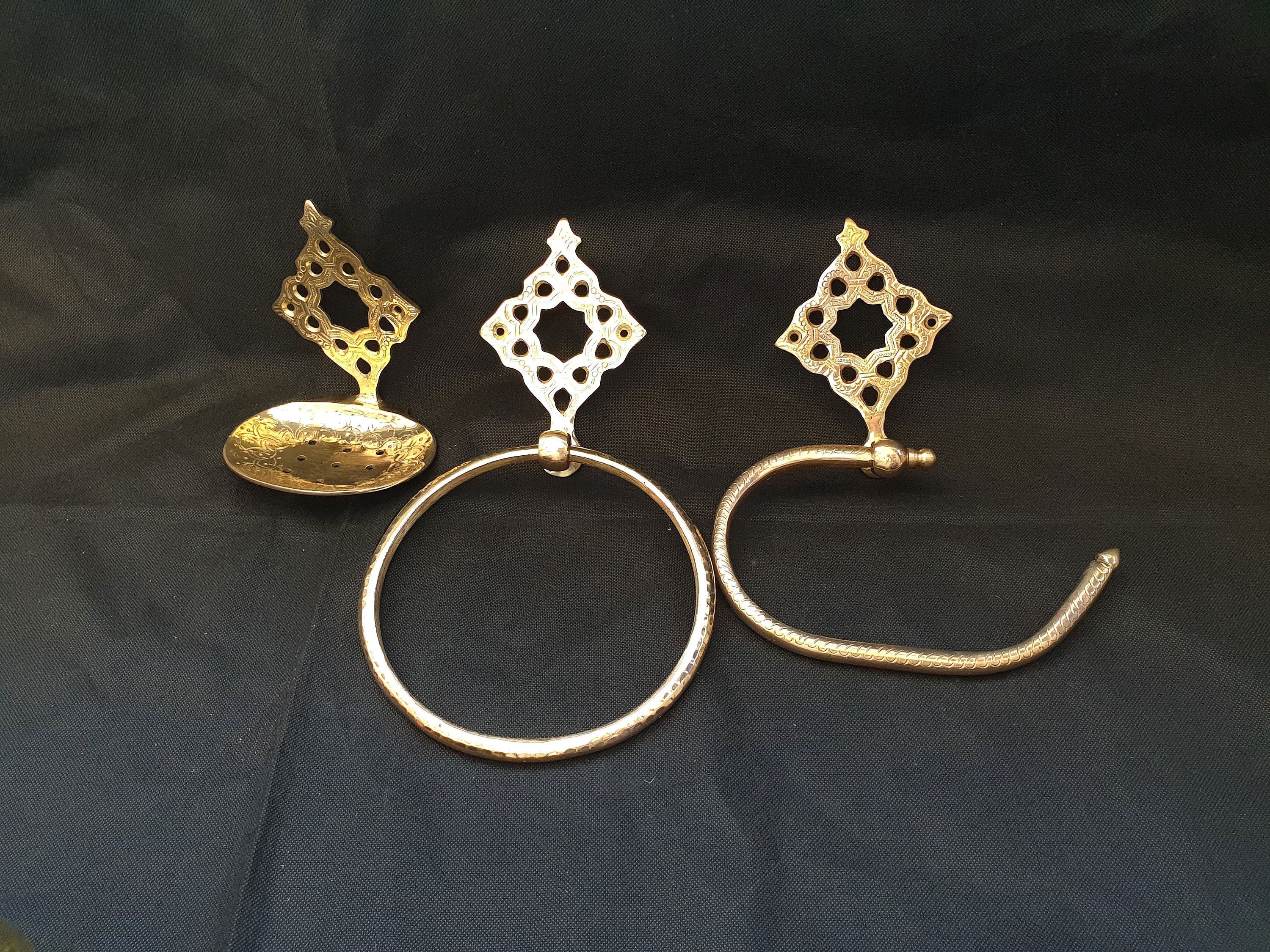 Set of 3 Brass Bathroom Accessories