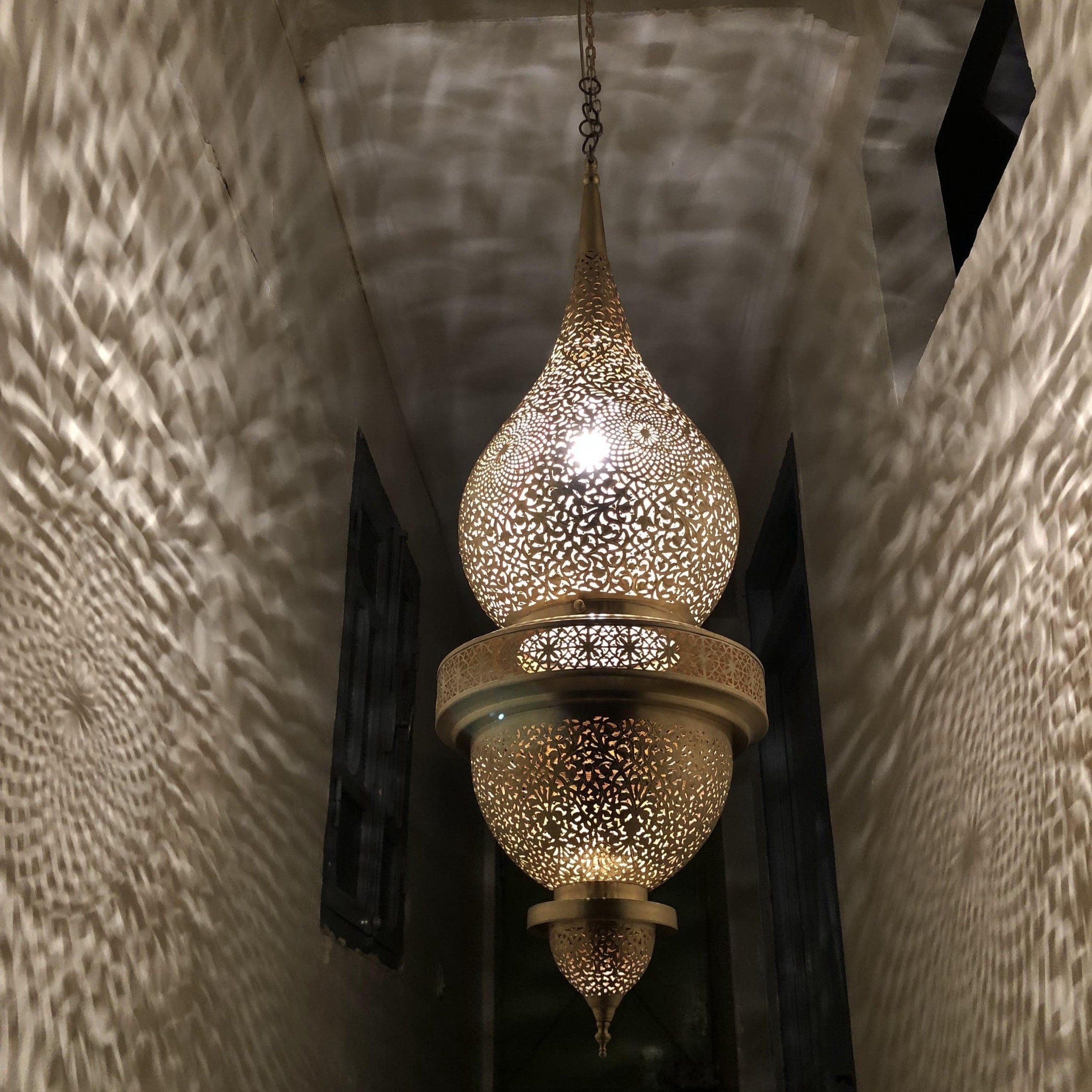 Handmade Brass Ceiling Lamp – Moroccan Pendant Light