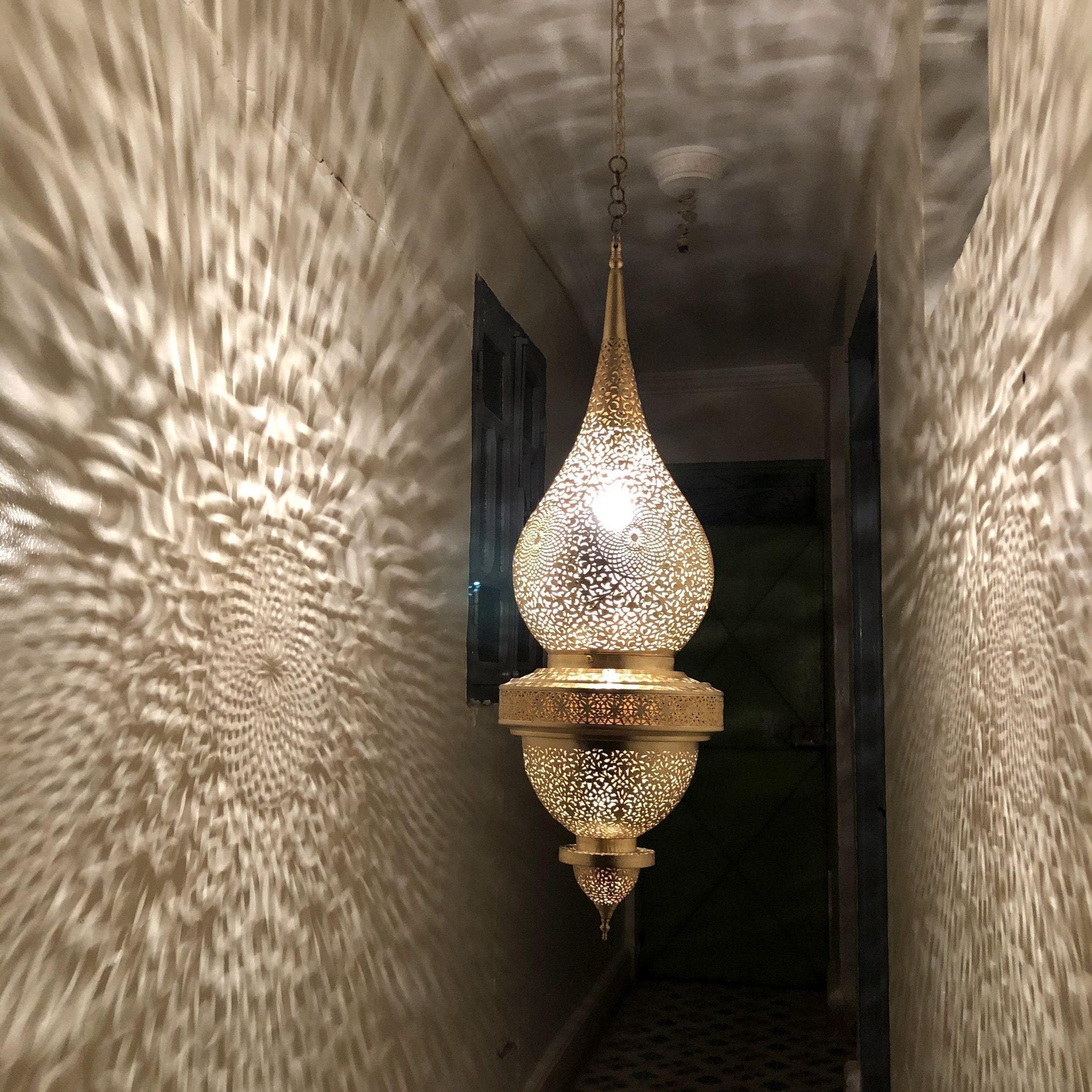 Handmade Brass Ceiling Lamp – Moroccan Pendant Light