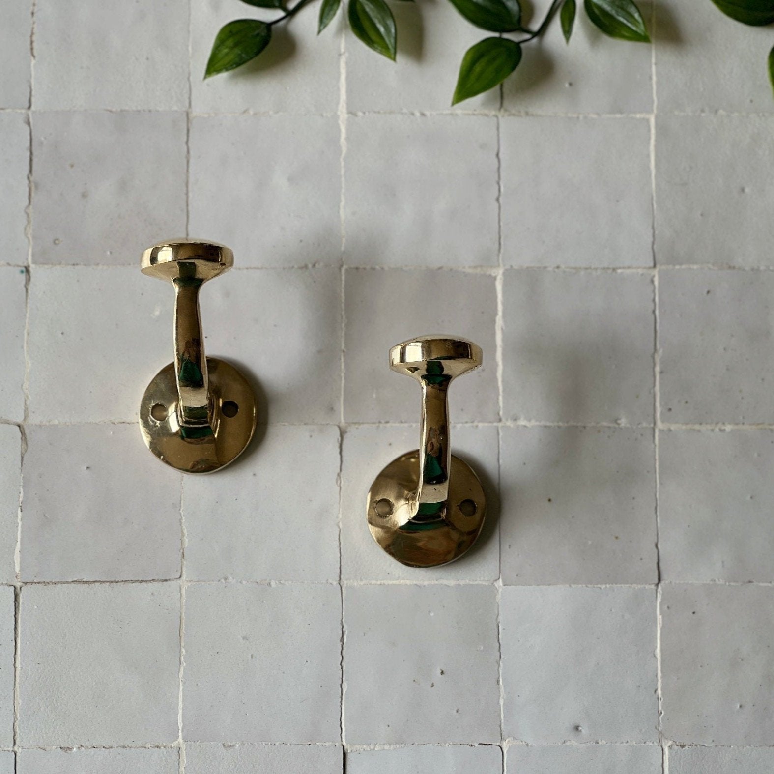 Unlacquered brass handmade wall hook