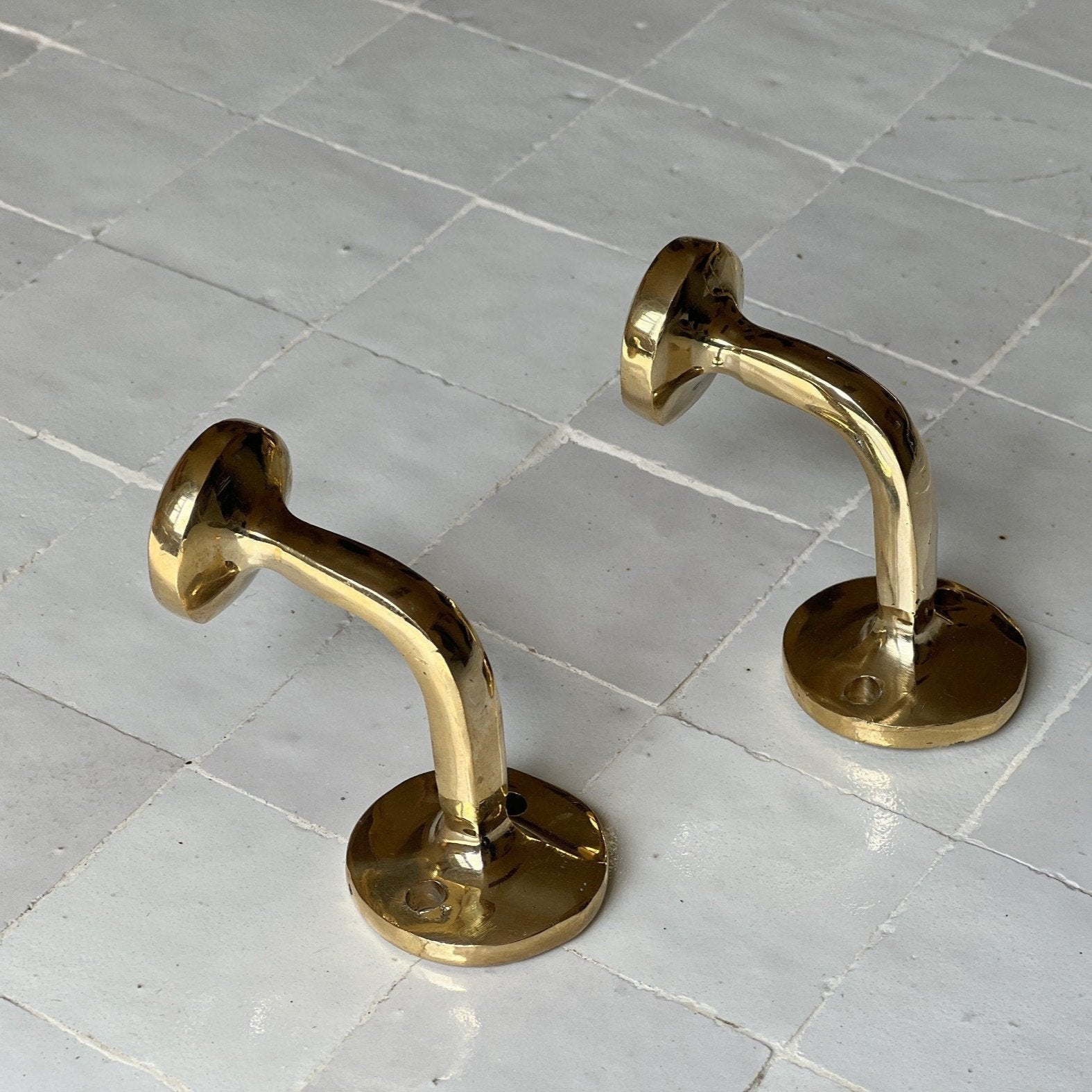 Unlacquered brass handmade wall hook