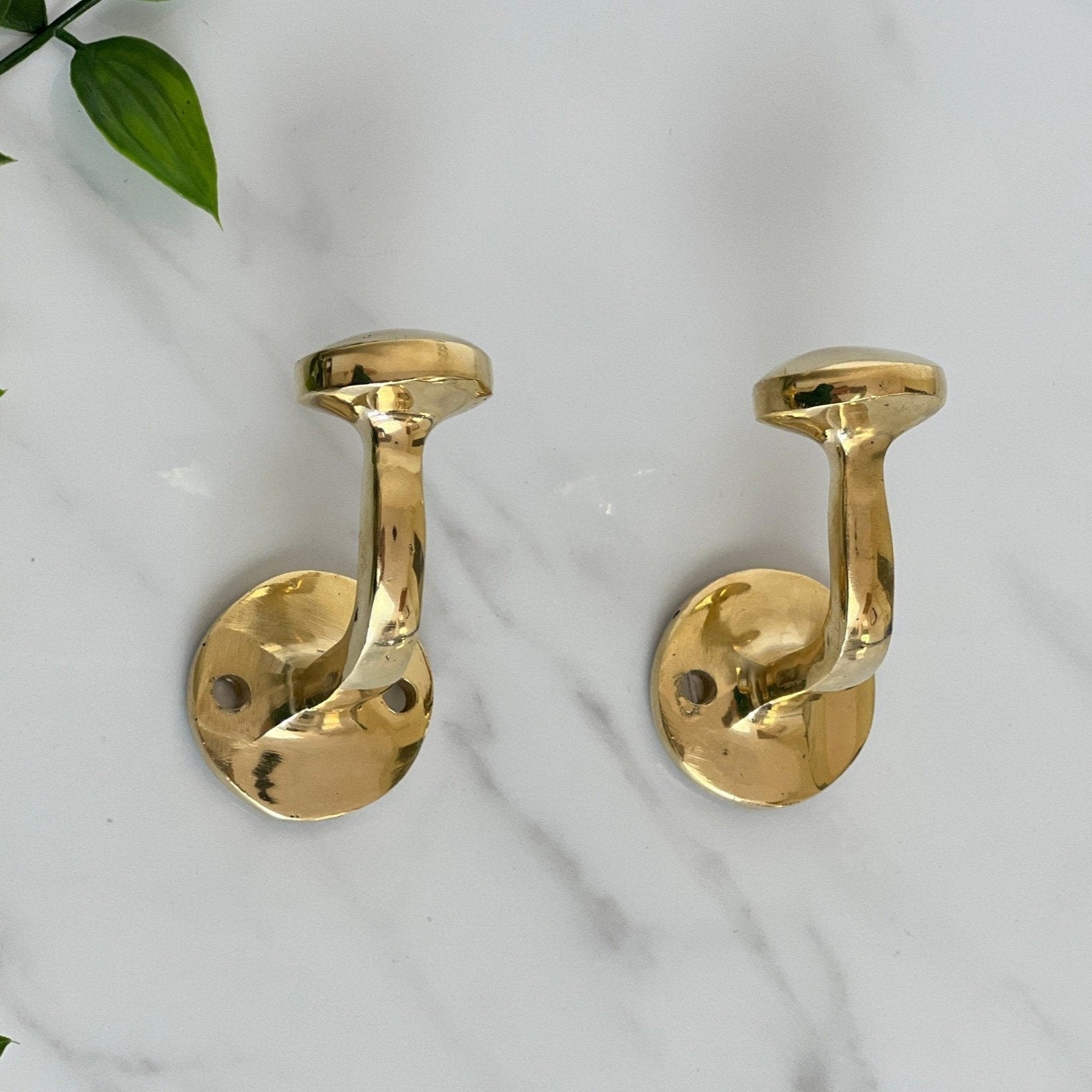 Unlacquered brass handmade wall hook