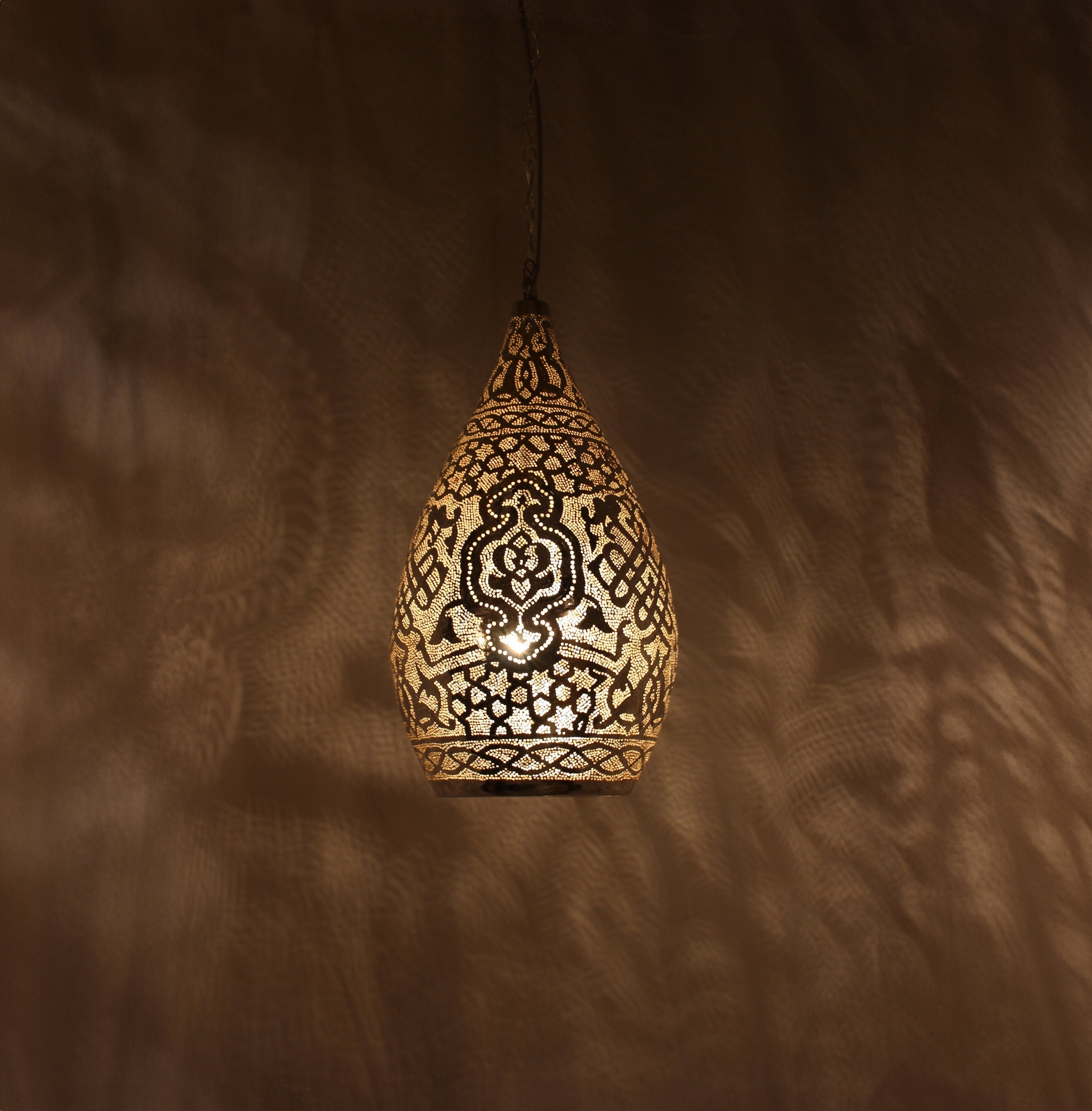 Handmade Brass Ceiling Lamp – Moroccan Teardrop Pendant Light