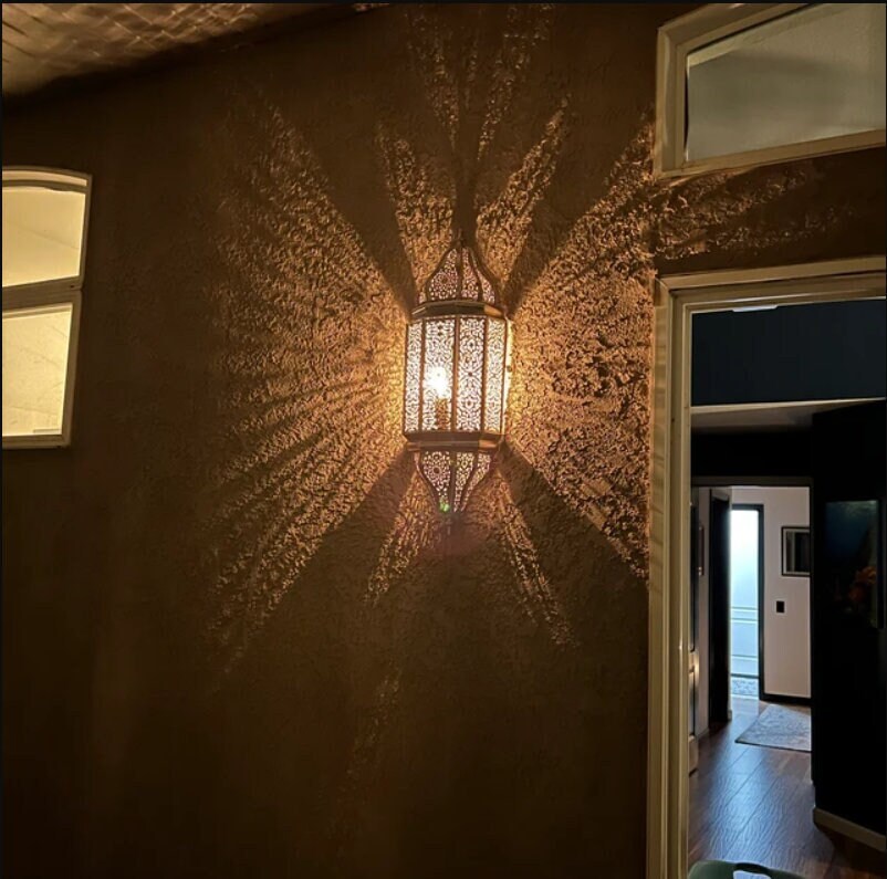 Handcrafted Moroccan Brass Wall Sconce