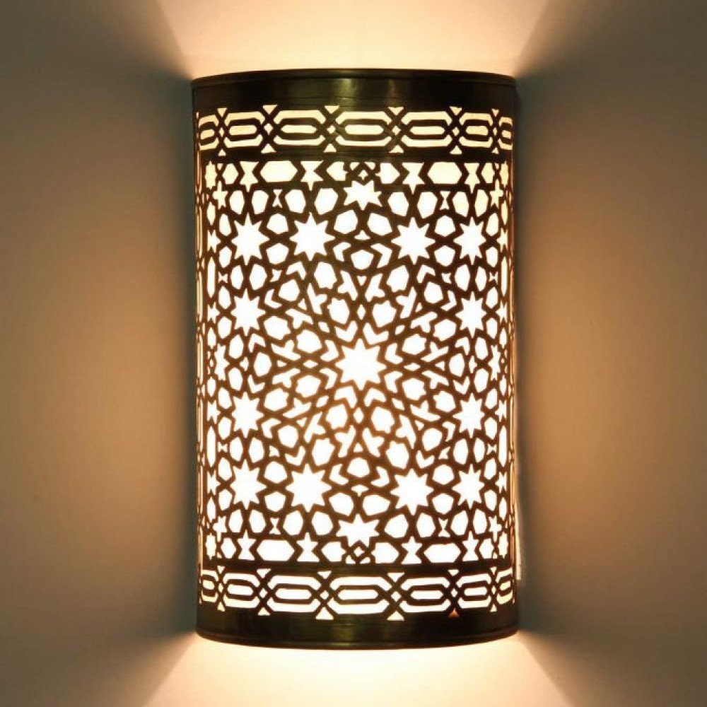 Set of 2 Moroccan Brass Wall Sconces